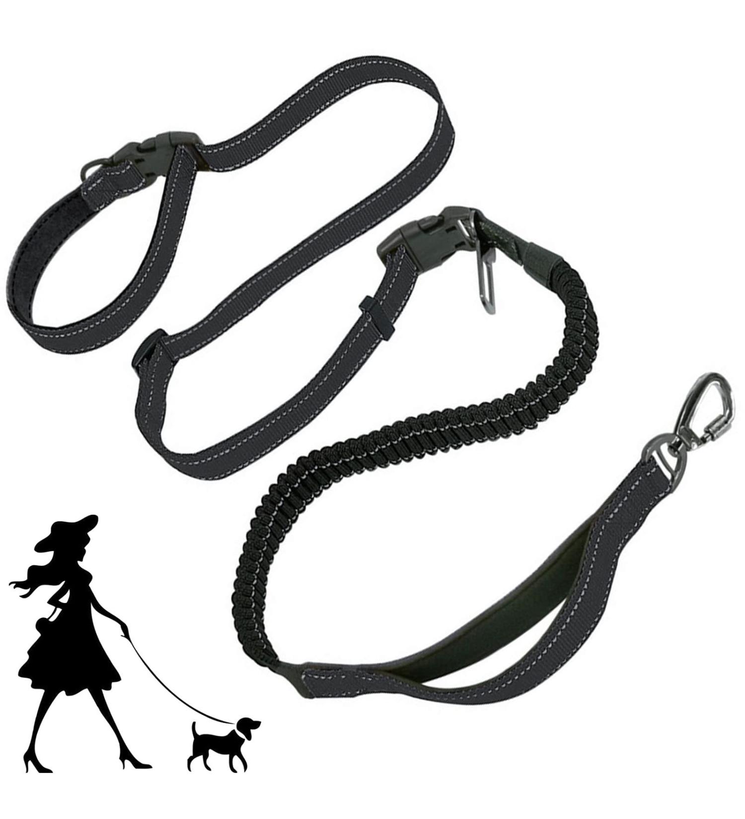 YankMooM 6-in-1 Hands Free Dog Leash for Large Dogs | Reflective Line | Adjustable Lead for Running, Hiking, Walking, Training | Black (5-8 ft) - Buy Online on SooperMarket.com