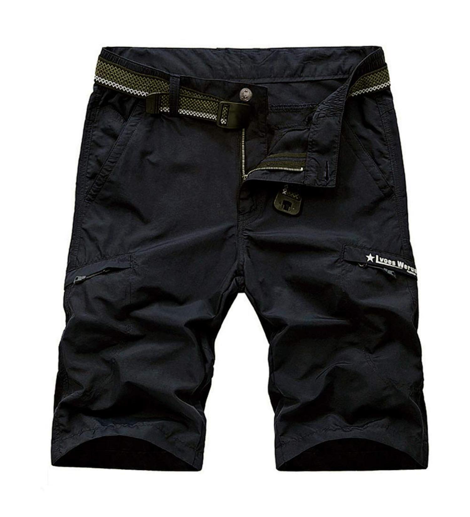 Men's Quick Dry Cargo Hiking Shorts | Lightweight & Stretchy | Multi-Pocket Outdoor Summer Short | 30-46 Sizes - Black - Buy Online on SooperMarket.com