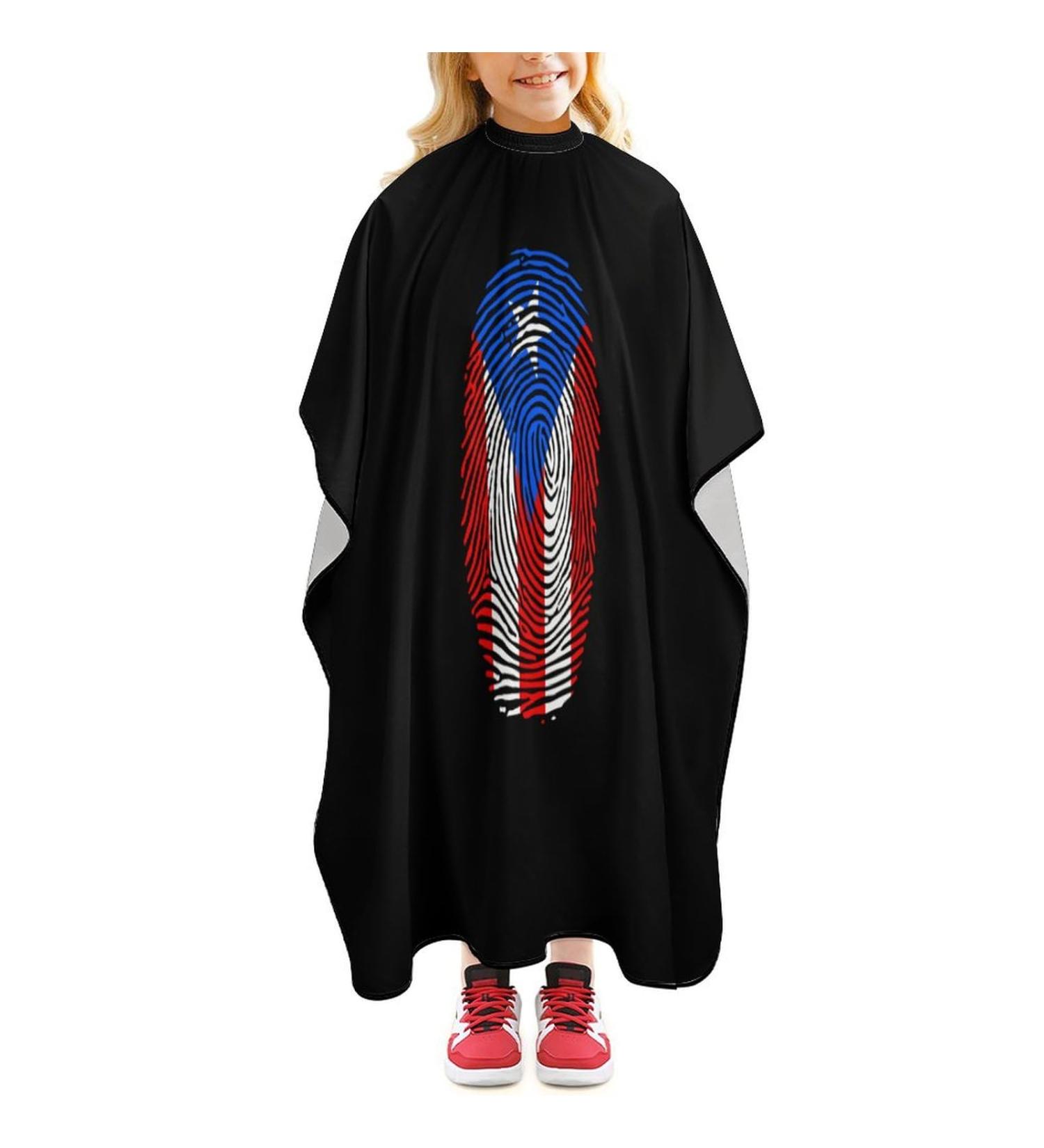 Puerto Rico Fingerprint Barber Cape | Professional Hair Cutting Apron for Kids - Cute & Durable - Buy Online on SooperMarket.com