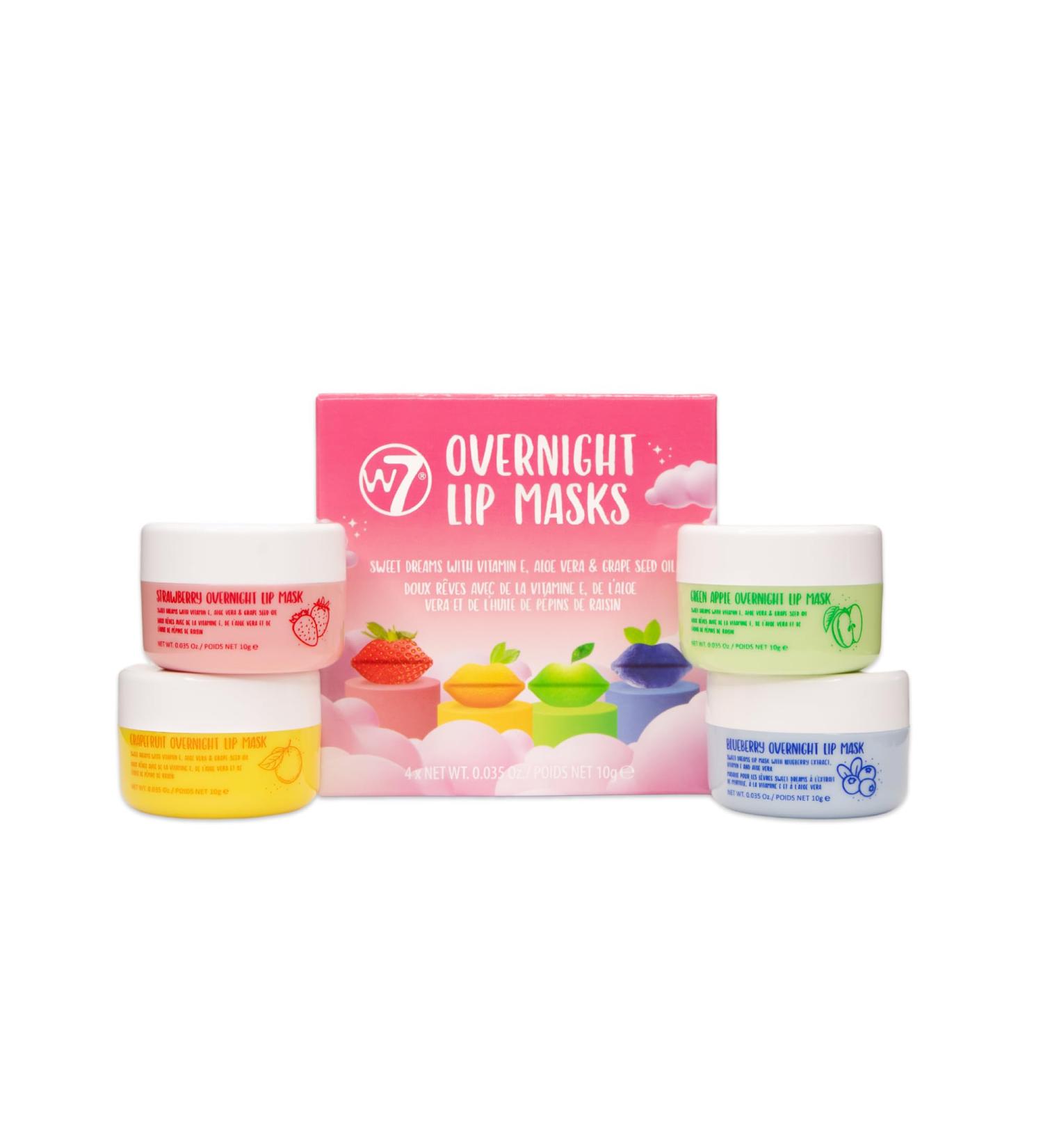 W7 Sweet Dreams Overnight Lip Masks Gift Set - Hydrating Lip Treatment with Aloe Vera & Vitamin E (4x10ml) - Perfect Stocking Stuffer for Soft Moisturized Lips - Buy Online on SooperMarket.com