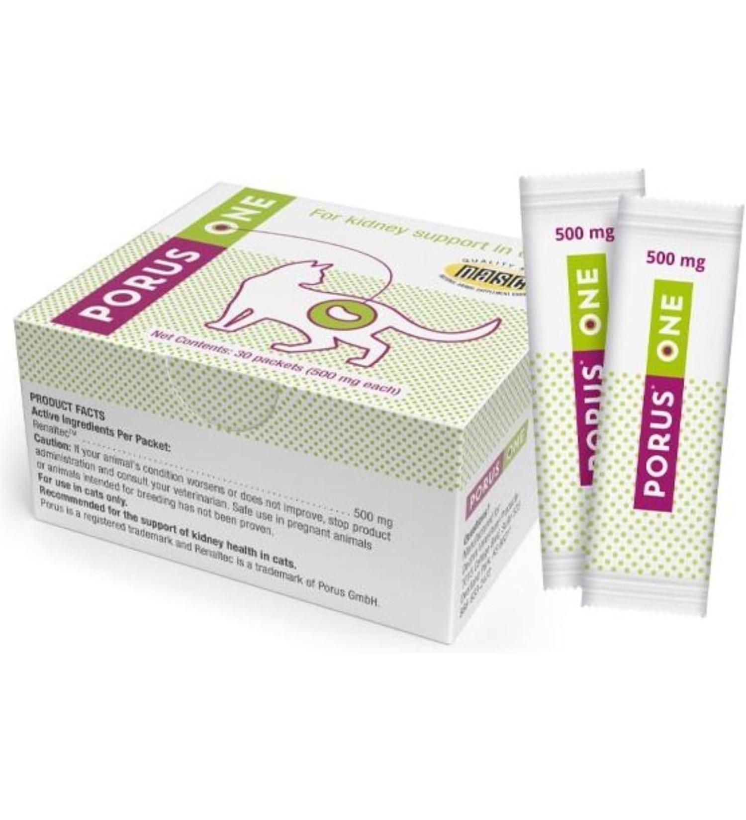 Porus One 30x500mg | Kidney Support Supplement for Cats | Reduce Uremic Toxins - Buy Online on SooperMarket.com