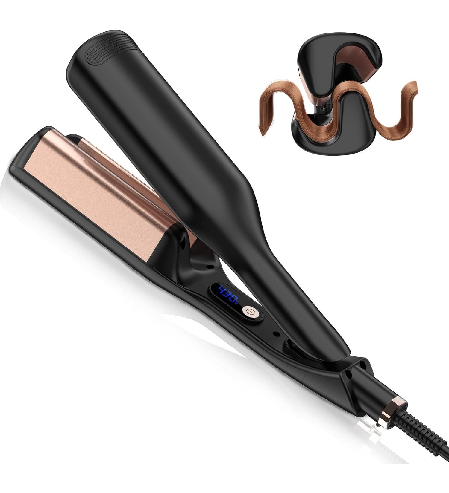 WEEYUM Wave Curling Iron - Anti-Scald 1.25 Inch Ceramic Hair Crimper for Women | Dual Voltage & 12 Temp Settings for Stunning Deep Waves - Perfect for International Travel - Buy Online on SooperMarket.com