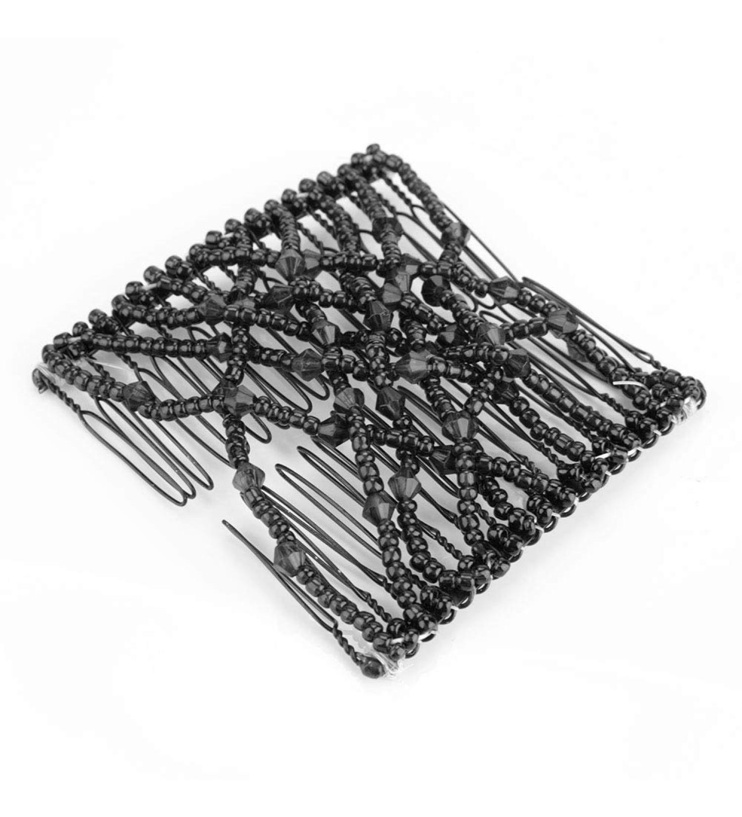 Magic Hair Comb Accessories for Women Girls Black Stretchable Beading Double Slide Combs (Black) - Buy Online on SooperMarket.com