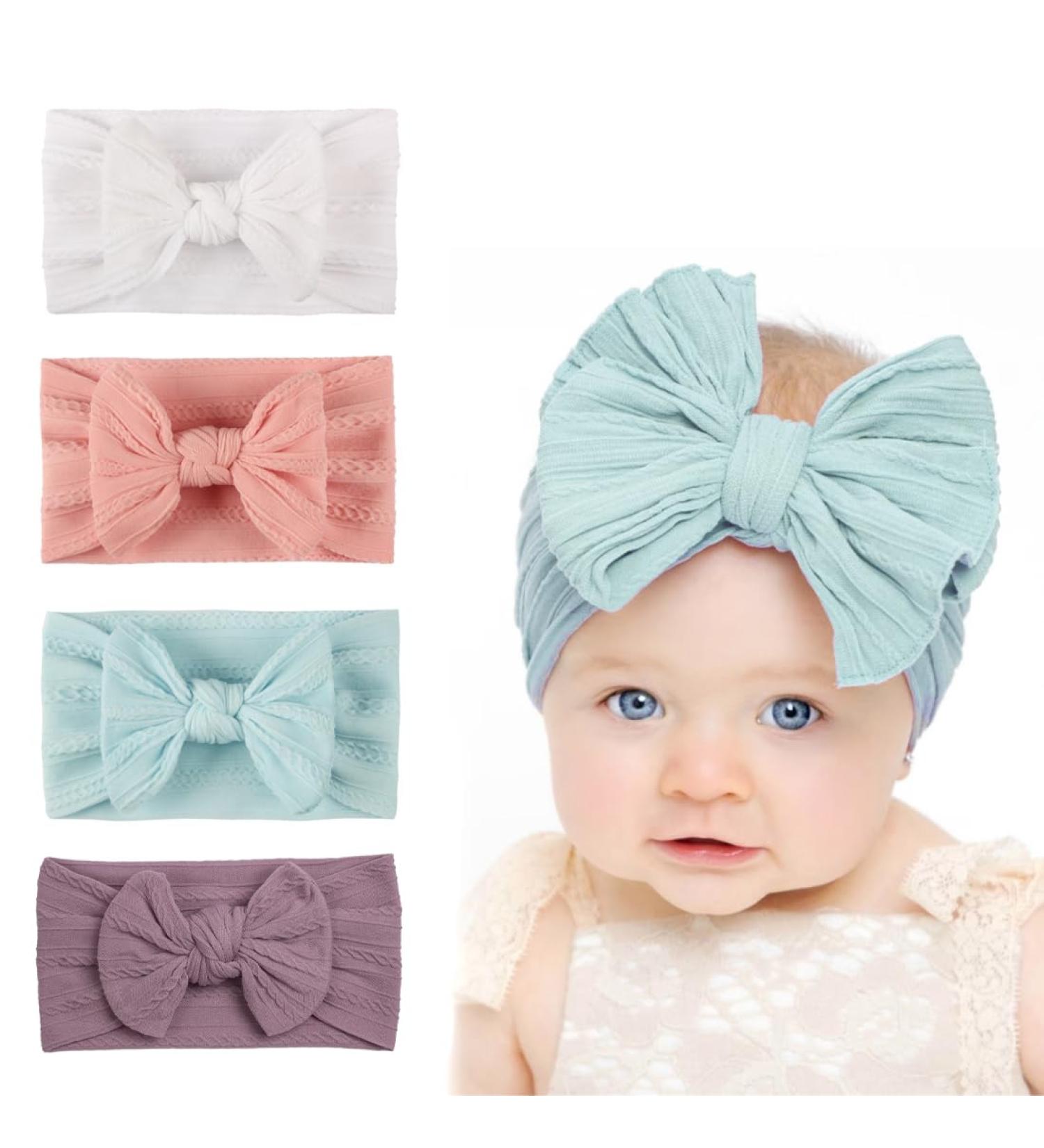 Shop Eihi 4-Piece Baby Girls Headband Set | Nylon Hair Bands for Newborns & Toddlers - 4 Colors Available - Buy Online on SooperMarket.com