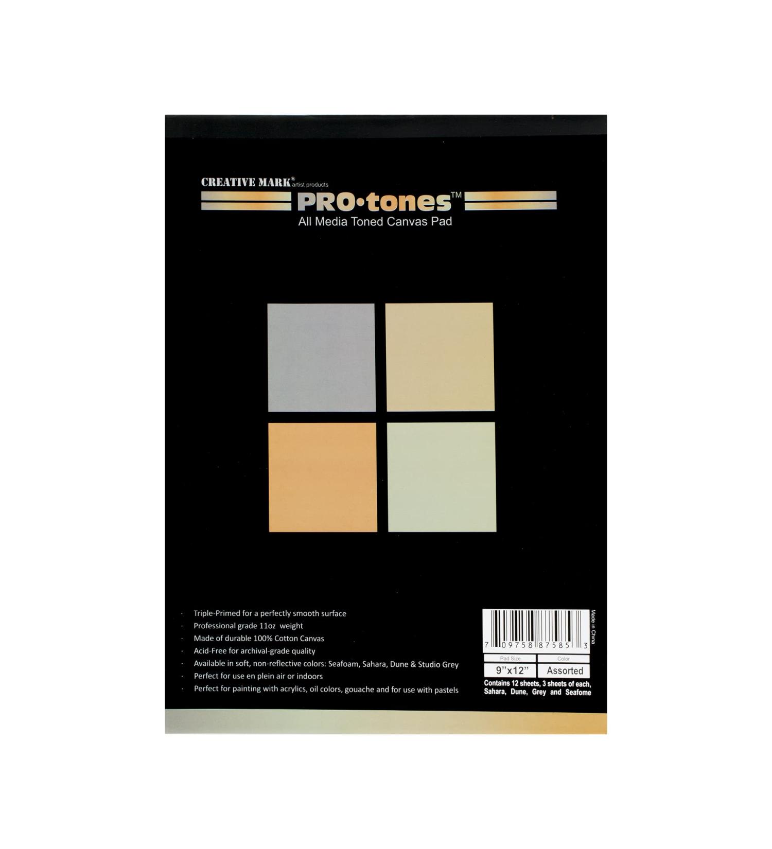 Paramount Pro-Tones 9x12 All-Media Toned Canvas Pads - Triple-Primed for Acrylic, Oil, Gouache - Assorted Colors - Buy Online on SooperMarket.com