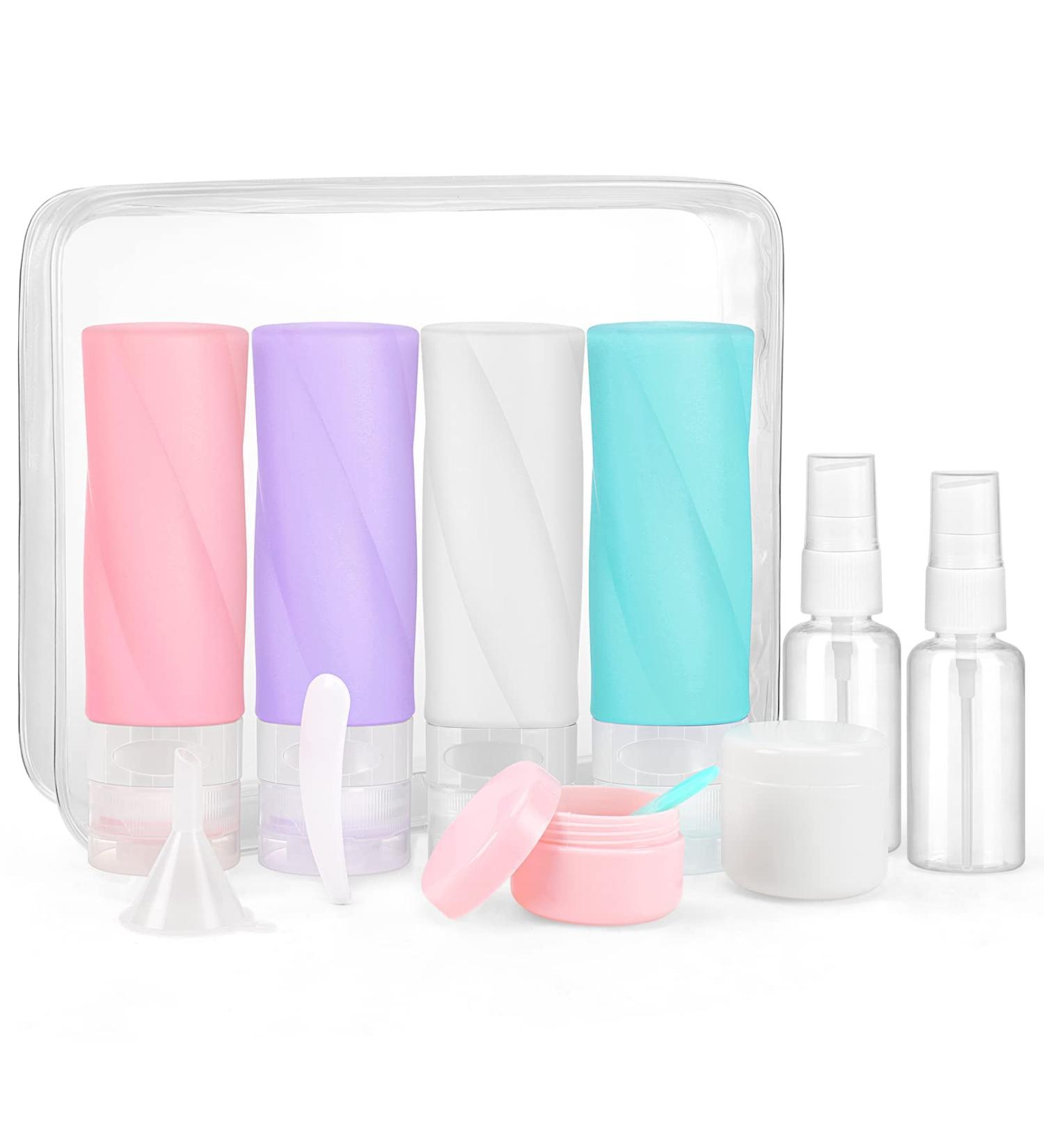 14 Pack Silicone Travel Bottles for Toiletries - TSA Approved Leak Proof Containers for Cosmetics, Shampoo, Conditioner, Lotion - BPA Free (3.04 oz) - Colorful - Buy Online on SooperMarket.com
