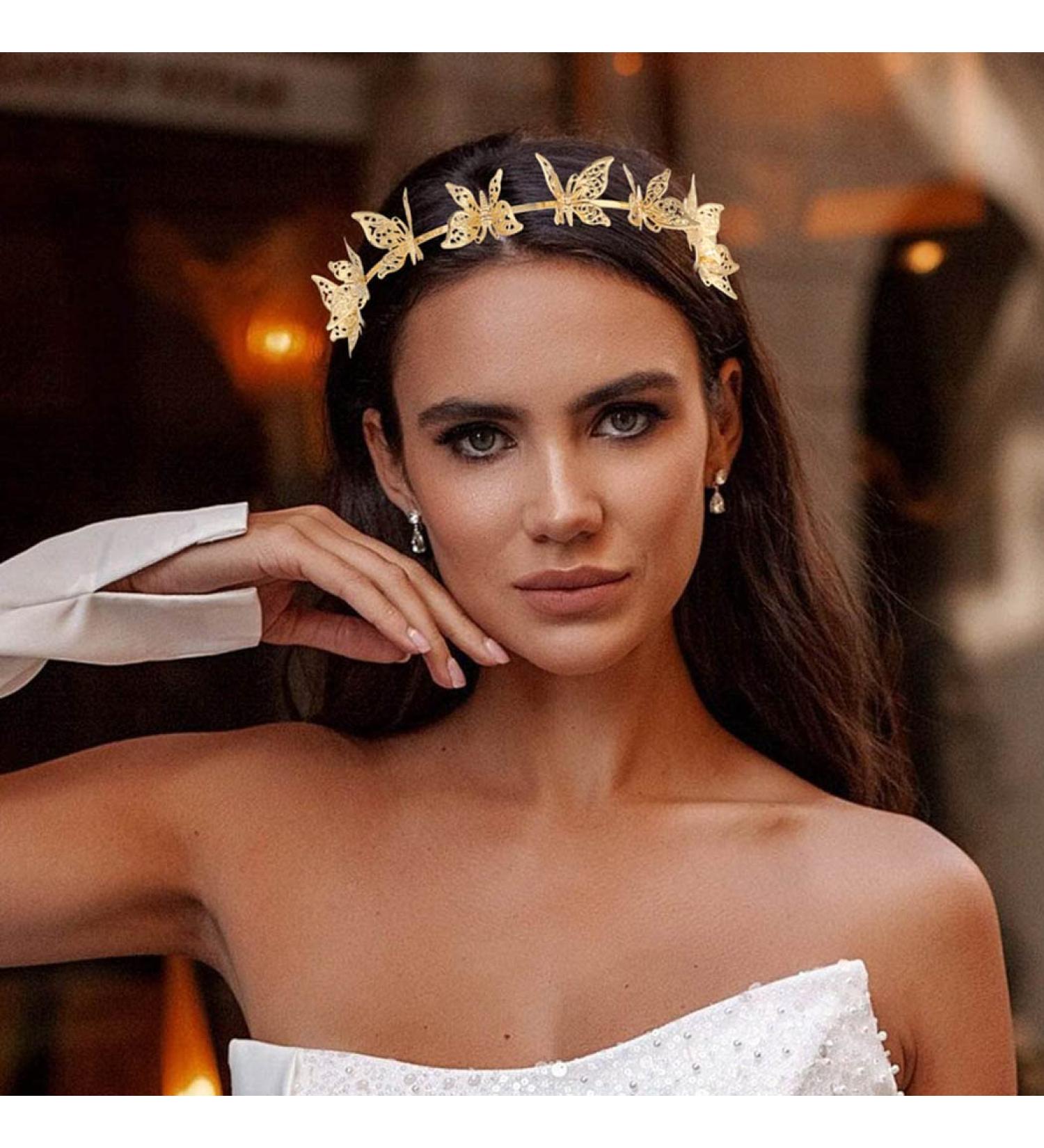 CAKURE Gold Butterfly Crown Tiara Headband - Goddess Headpiece for Party, Prom, Birthday - Metal Butterflies Hair Accessories - Buy Online on SooperMarket.com