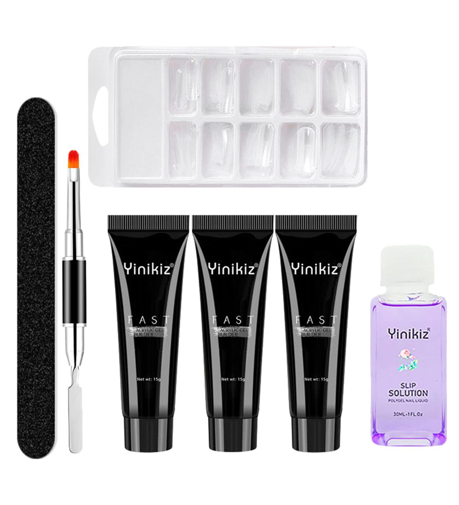 Yueci Nail Extension Starter Set | 3 Colors Nail Extension Gel + Slip Solution Nail Clip & Double-Sided Pencil | Ideal for Beginners & Professionals | Size #07 - Buy Online on SooperMarket.com