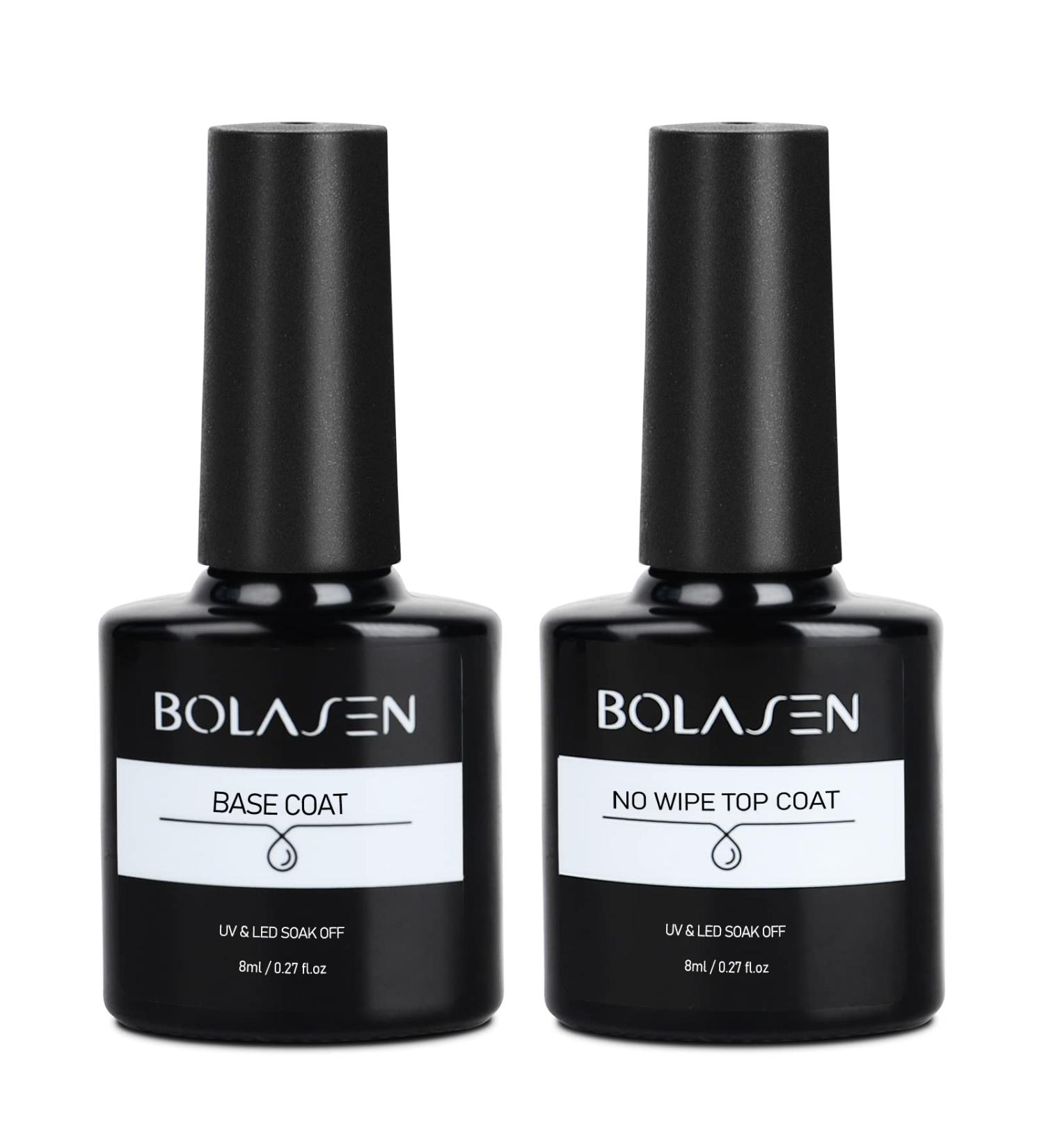 BOLASEN Gel Base and Top Coat(2x8ML) No Wipe Gel Top Coat and Nail Base Coat Long Lasting Base and Top Coat for Nail Art Glossy Shine Gel Nail Top Coat Soak Off Top and Base Coat Easy DIY 16 ml (Pack of 1) - Buy Online on SooperMarket.com