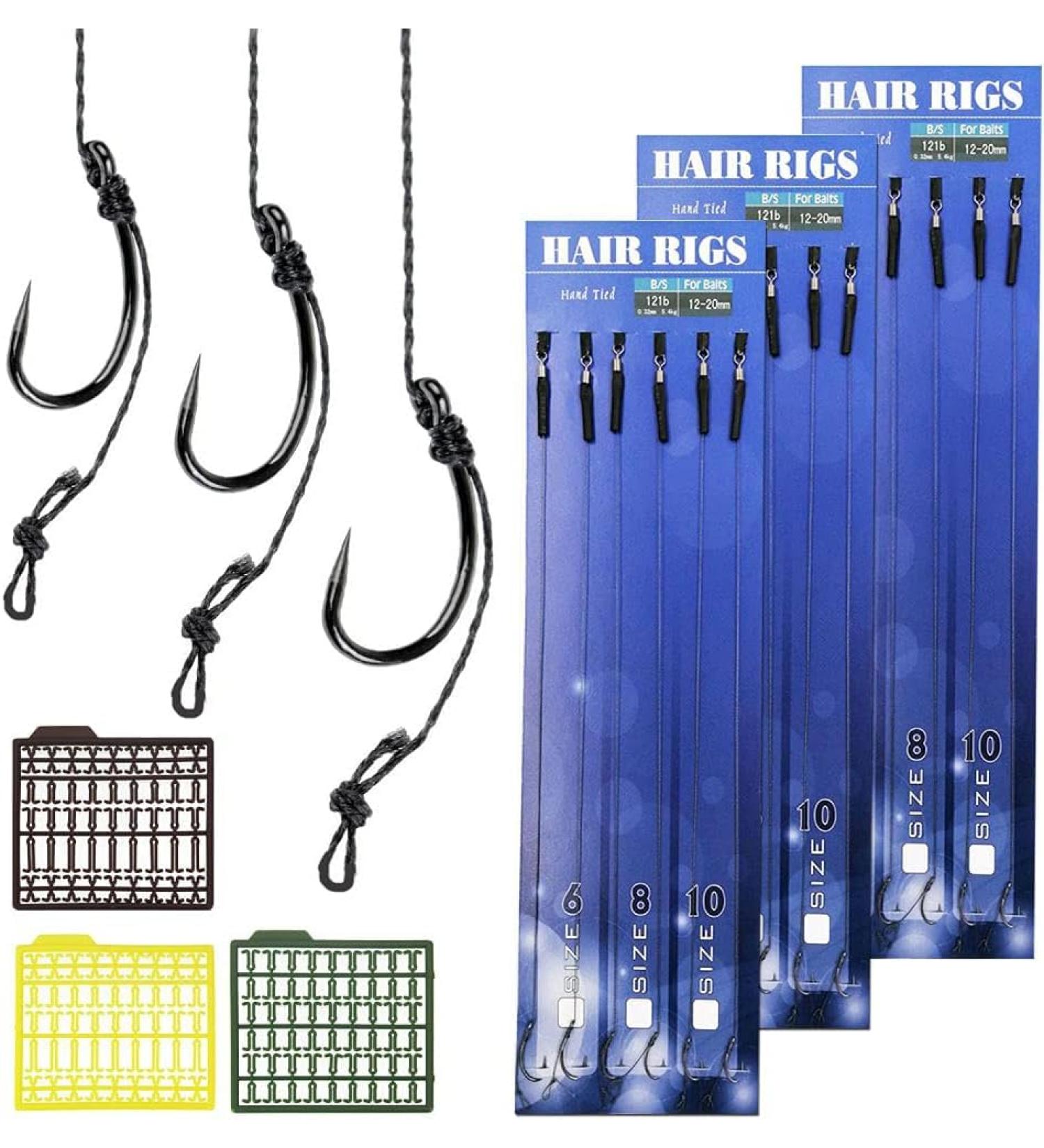 Hekobag Carp Hair Rig Braided Line Wire - 8340 Carp Rig Bait Hook & Swivel Hook Accessories for Fishing - Durable Carbon Steel - Buy Online on SooperMarket.com
