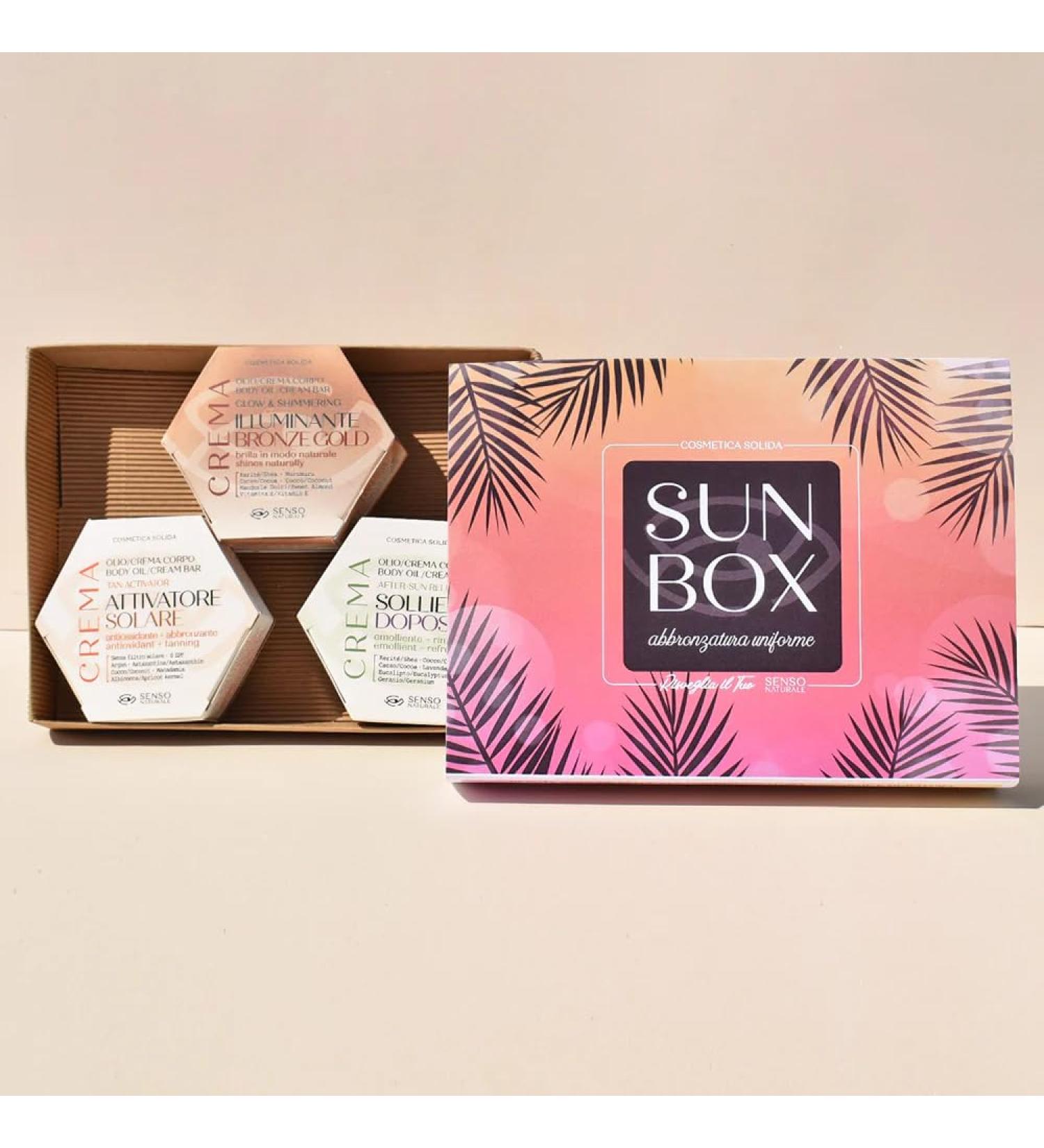 Senso Naturale Sun Box Set Complete Sun & After-Sun Body Kit Vegan & Natural Solar Activating Cream for Perfect Tan After Sun Relief for Soothing Illuminating Oil for Radiance 85g Each - Buy Online on SooperMarket.com