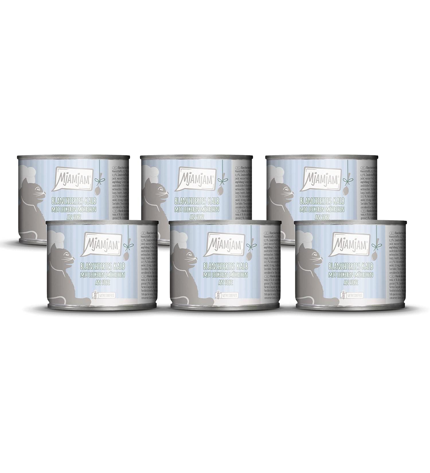 Mjamjam Premium Wet Cat Food - Grain-Free Blanched Calf & Carrot Sauce 6-Pack (6 x 185g) - Extra Meat For Healthy Feline Nutrition - Buy Online on SooperMarket.com