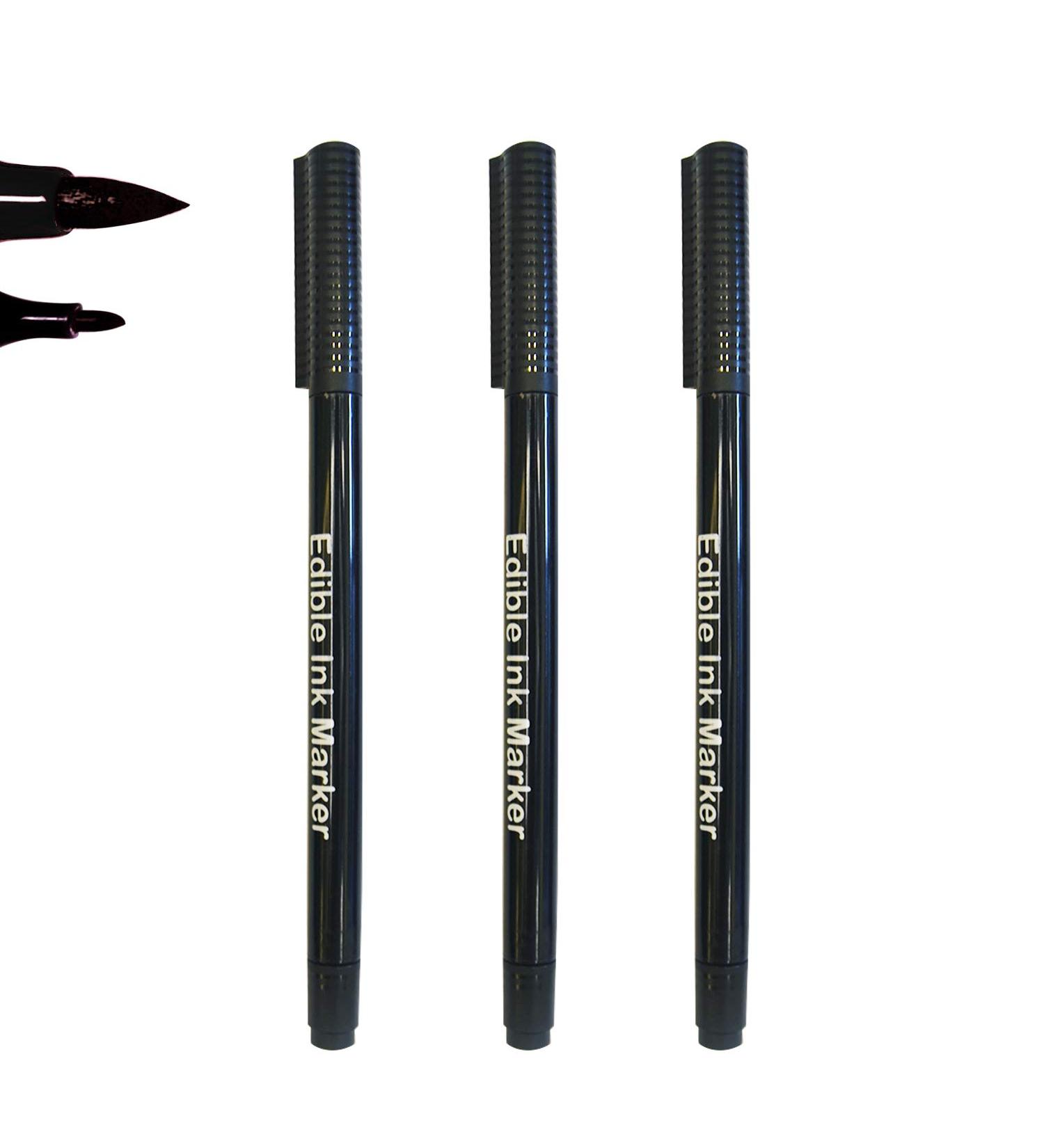 Dual Tips Food Coloring Pens Food Grade Markers and Gourment Writers Edible Ink for Decorating Set of 3 Black by Edibleink - Buy Online on SooperMarket.com