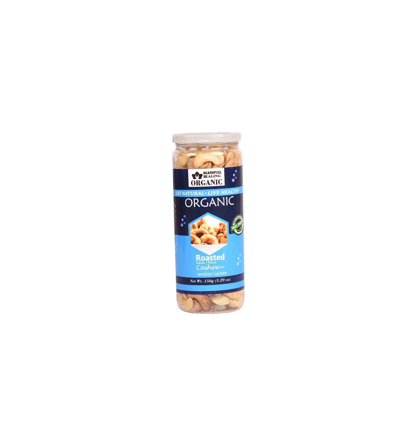 Blessfull Healing Organic Natural Vegan Tandoori Roasted Halves/Pieces Cashew Nuts Crunchy Kaju 150 Gram - Buy Online on SooperMarket.com