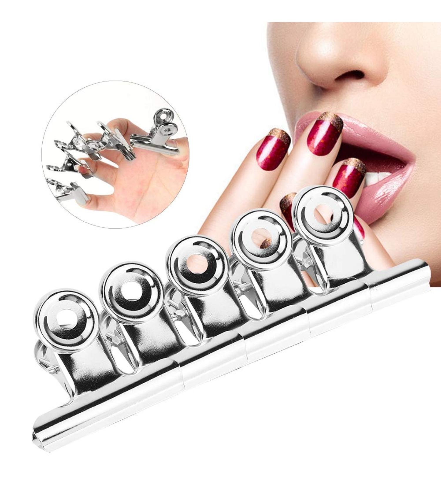 Nail Extension Clips - 5pcs Stainless Steel Silver C Curve Nail Art Accessories for Perfect Extensions - Buy Online on SooperMarket.com