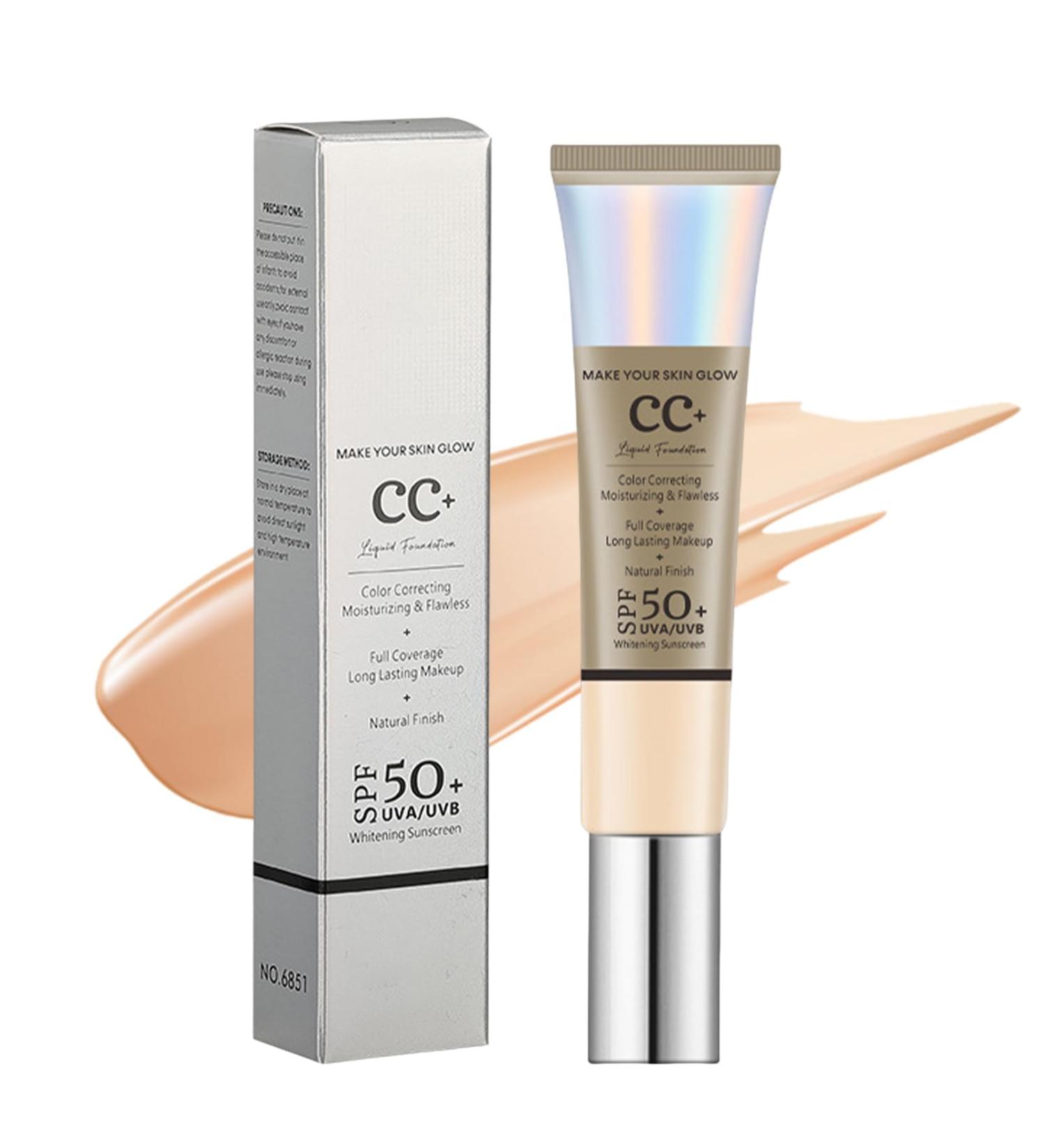 CC Cream Foundation SPF 50+ Anti-Redness Brightening Medium Tone, Natural Glowy Finish - Buy Online on SooperMarket.com