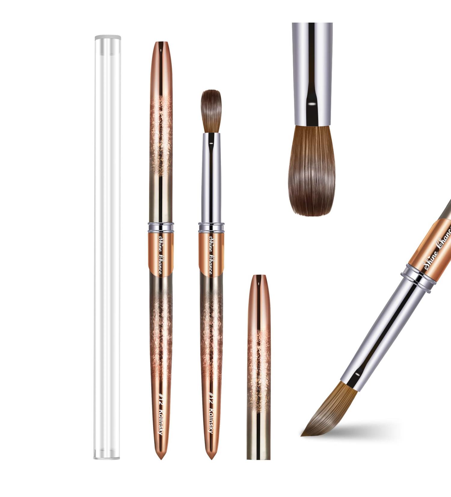 Shine Chance Size 12 Acrylic Nail Brush - 100% Real Kolinsky Art Brush for Acrylic Powder Application - Handmade Manicure Tool for DIY and Professional Use - Buy Online on SooperMarket.com
