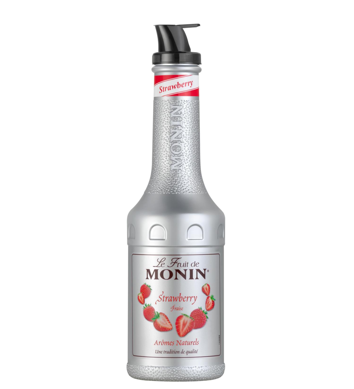 MONIN Strawberry Fruit Mix Puree 1L for Cocktails Smoothies and Mocktails. Vegan-Friendly Allergen-Free 100% Natural Flavours and Colourings. 2-in-1 Strawberry Puree and Sugar Syrup Hybrid - Buy Online on SooperMarket.com