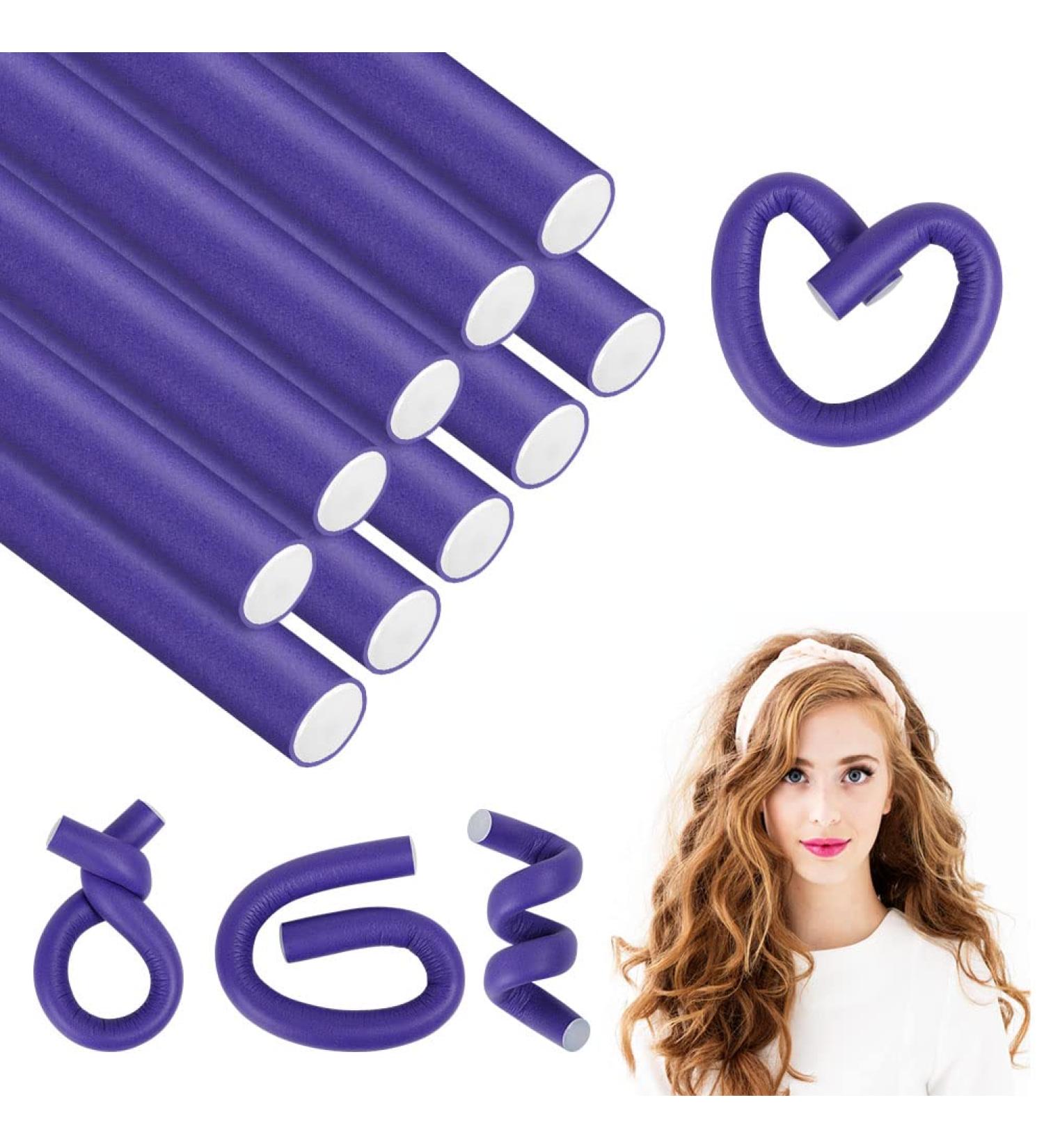 AOOWU 10 Pcs Flexi Rods for Hair Heatless Hair Rollers Bendy Foam Curler Rollers for Short Medium Long Hair Twist-flex Rods Set Heatless Hair Rollers for Sleeping Hairstyle DIY Home Hair Salon 10 pcs - Purple - Buy Online on SooperMarket.com