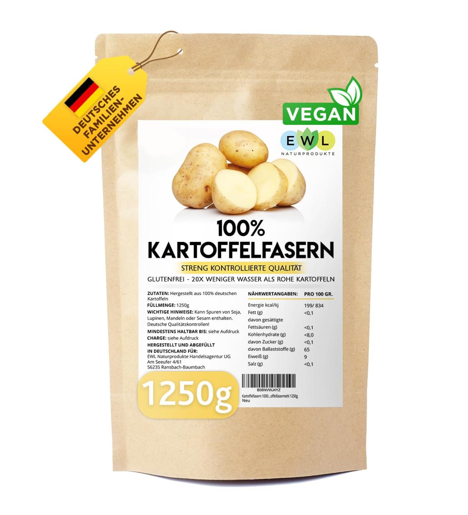 Buy EWL Natural Potato Fiber 1250g - Premium German Potato Flour | XXL Advantage Pack for Healthy Baking and Cooking - Buy Online on SooperMarket.com