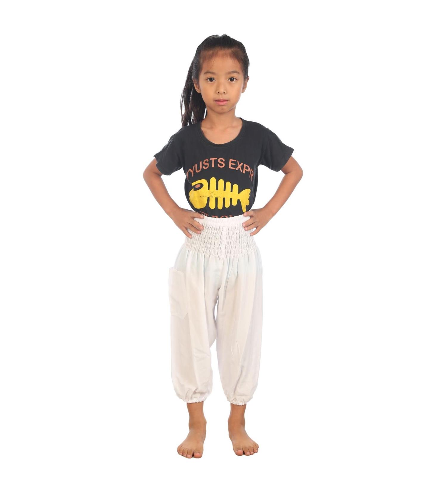 Lofbaz Kids Hippy Thai Harem Aladdin Pants 6-7 Years - Solid White - Buy Online on SooperMarket.com