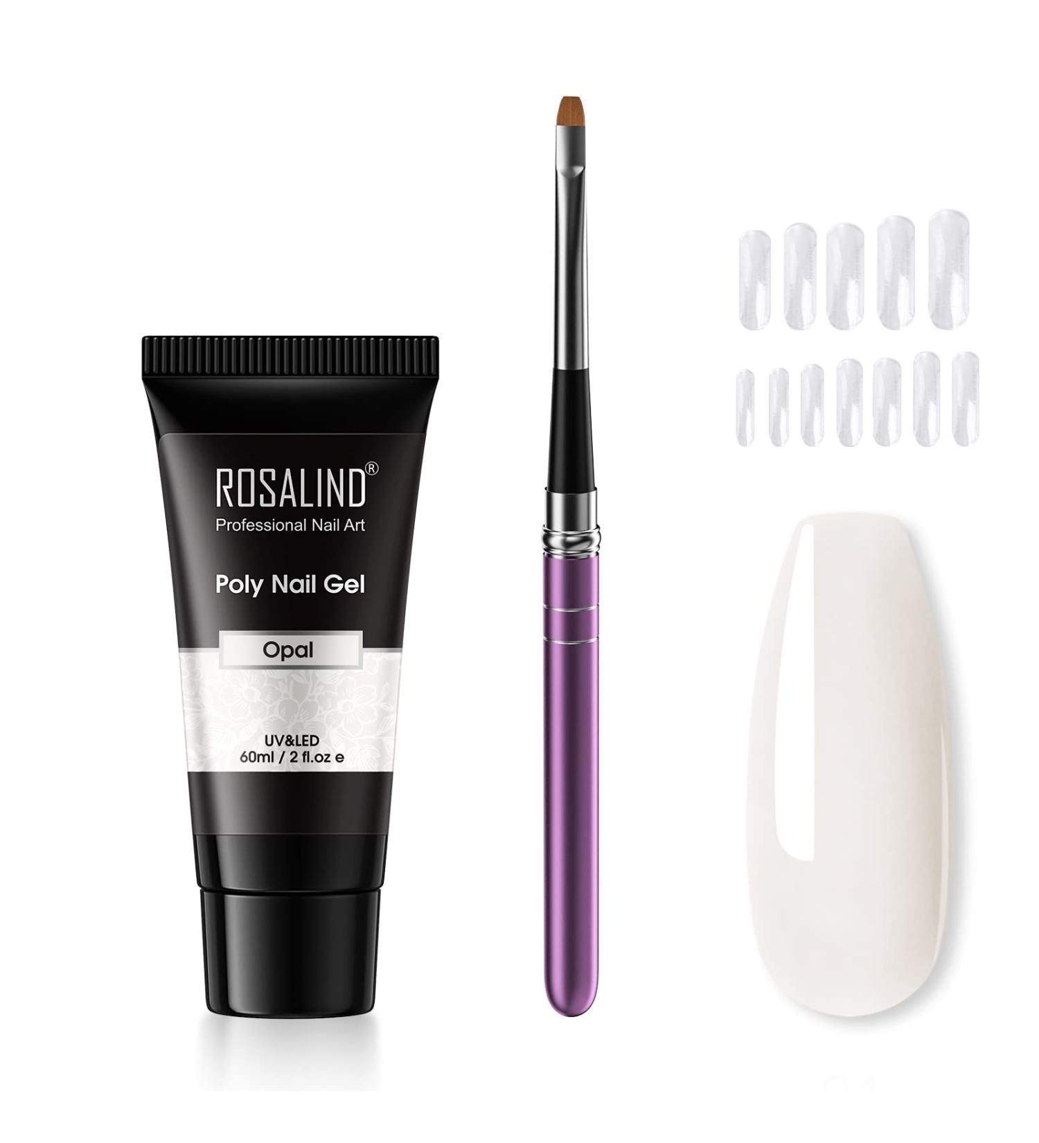 Rosalind Geln gel Starter Set - White Poly Nail Extension Gel 60ml with Brush & Tips - DIY Manicure at Home - Buy Online on SooperMarket.com