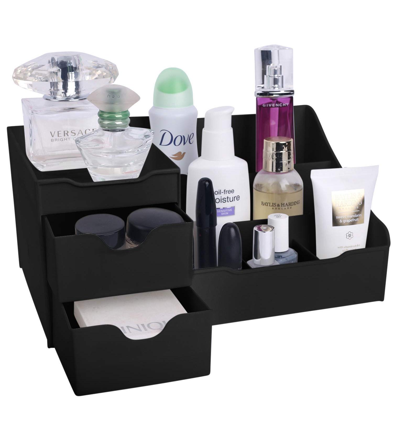 Mantello Bathroom Organizer Countertop - Makeup and Skincare Storage Solution - Vanity Organizer in Black Matte - Buy Online on SooperMarket.com