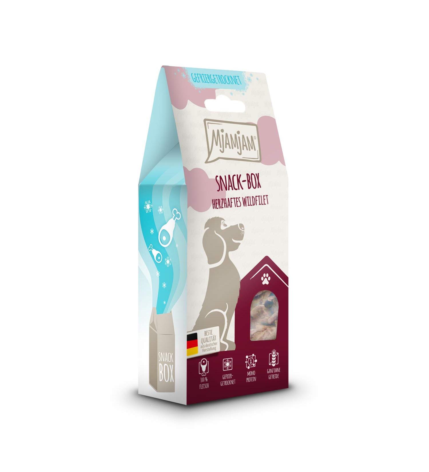 Mjamjam Premium Dog Snack - Hearty Wild Fillet Snackbox (70g) | Natural No Synthetic Preservatives | International Shipping Available - Buy Online on SooperMarket.com