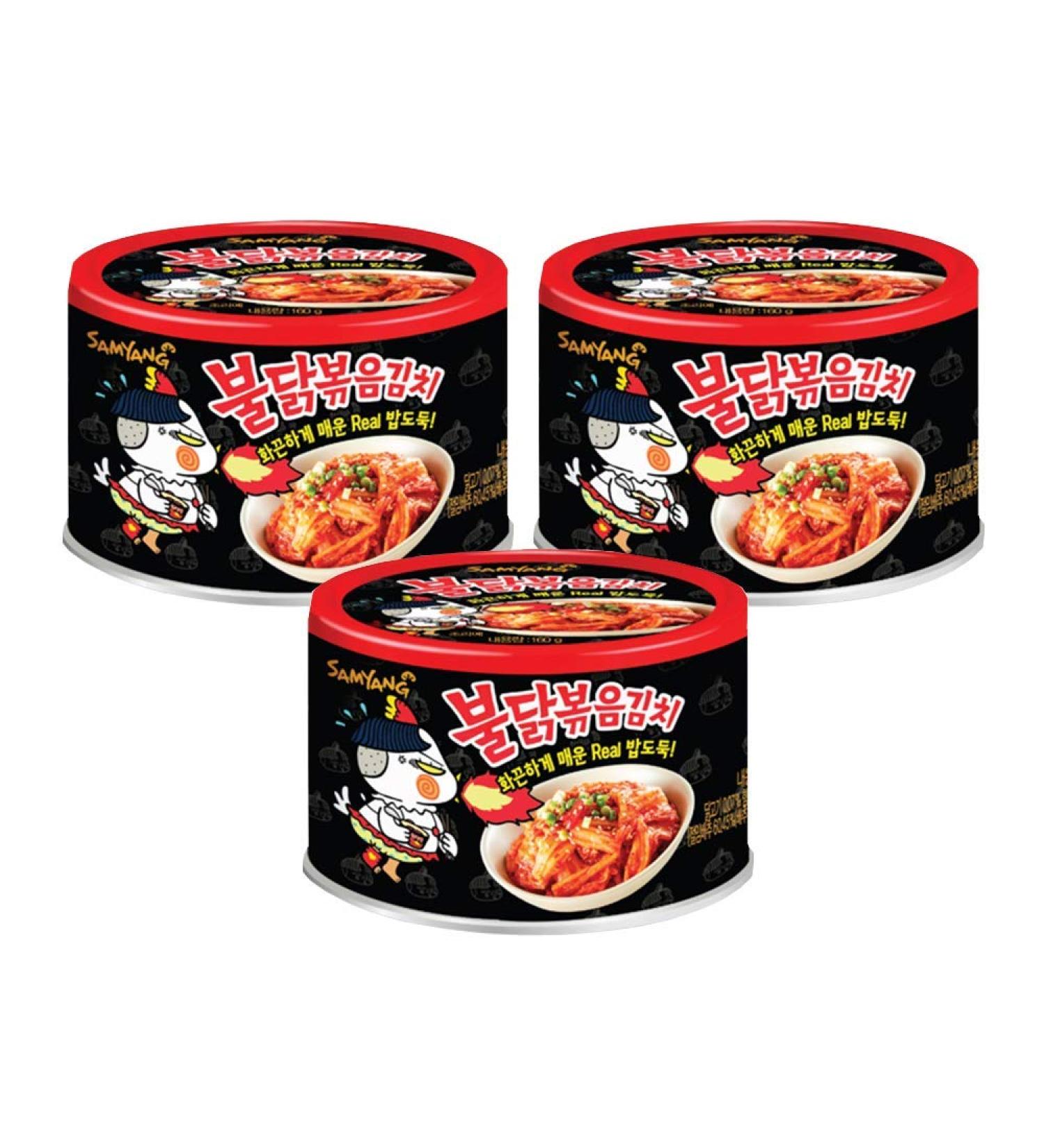 Samyang Bulldark Spicy Chicken Roasted Kimchi Can (3 pcs) - Authentic Korean Hot Spicy Canned Kimchi - Buy Online on SooperMarket.com