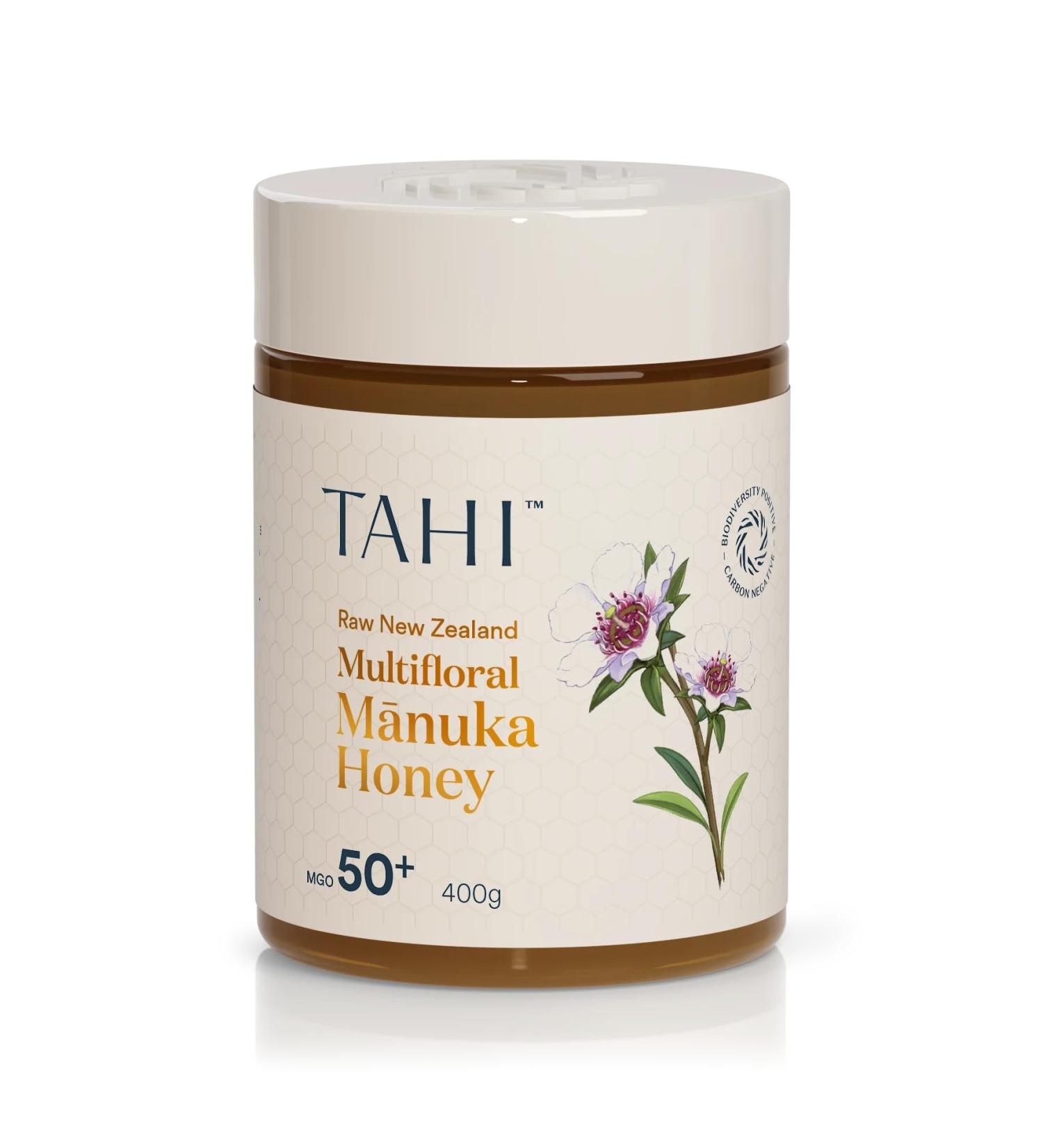 Tahi MGO 50+ Multifloral Raw Manuka Honey New Zealand - 100% Sustainable and Natural Honey - Non-GMO Glyphosate-Free and Gluten-Free - New Zealand Manuka Pure Honey - 400gr. 400 g (Pack of 1) - Buy Online on SooperMarket.com