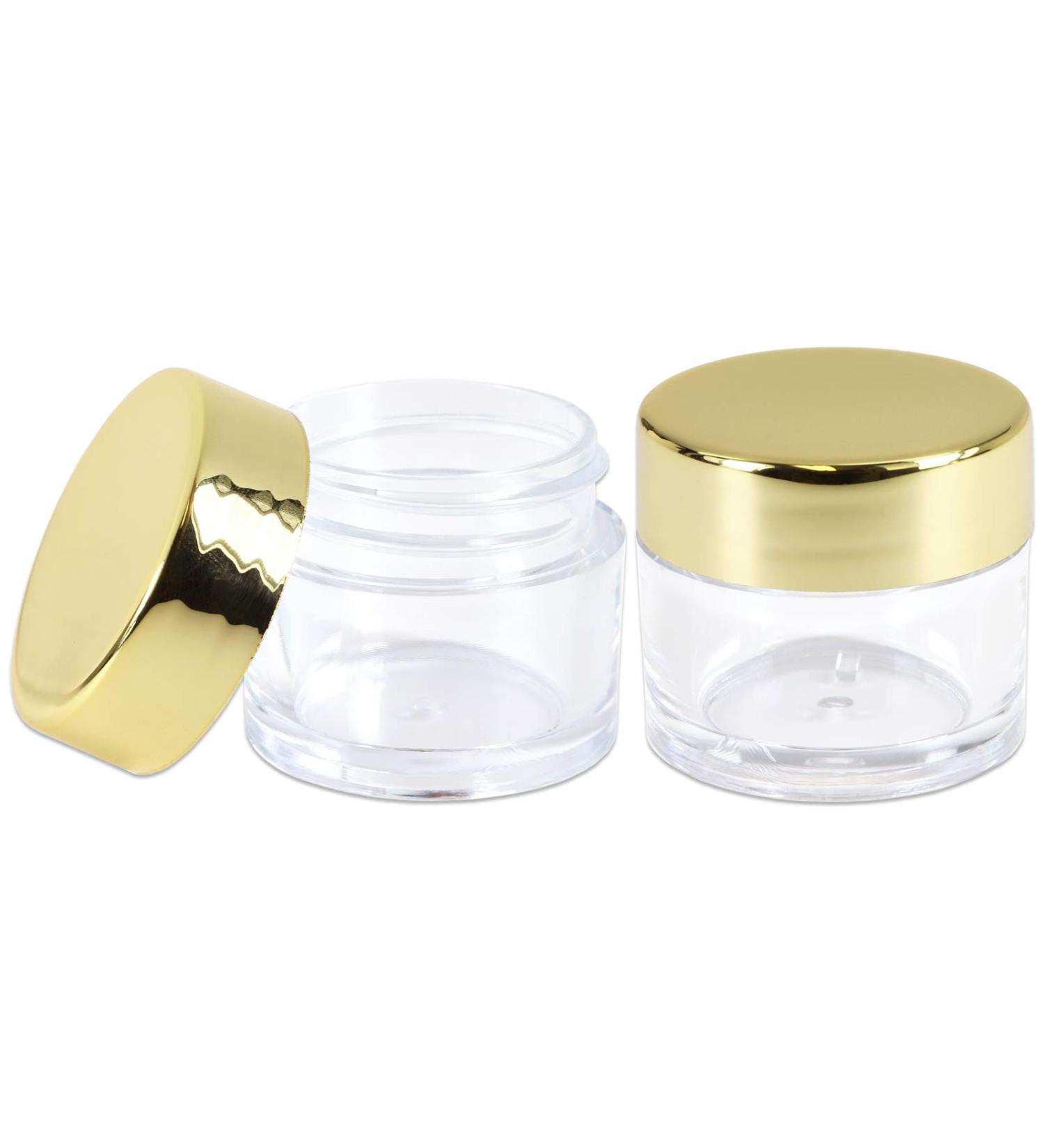 Beauticom 7g Clear Acrylic Jars Leak Proof Thick Wall for Beauty & Cosmetics (48 Pack with Gold Lids - Buy Online on SooperMarket.com