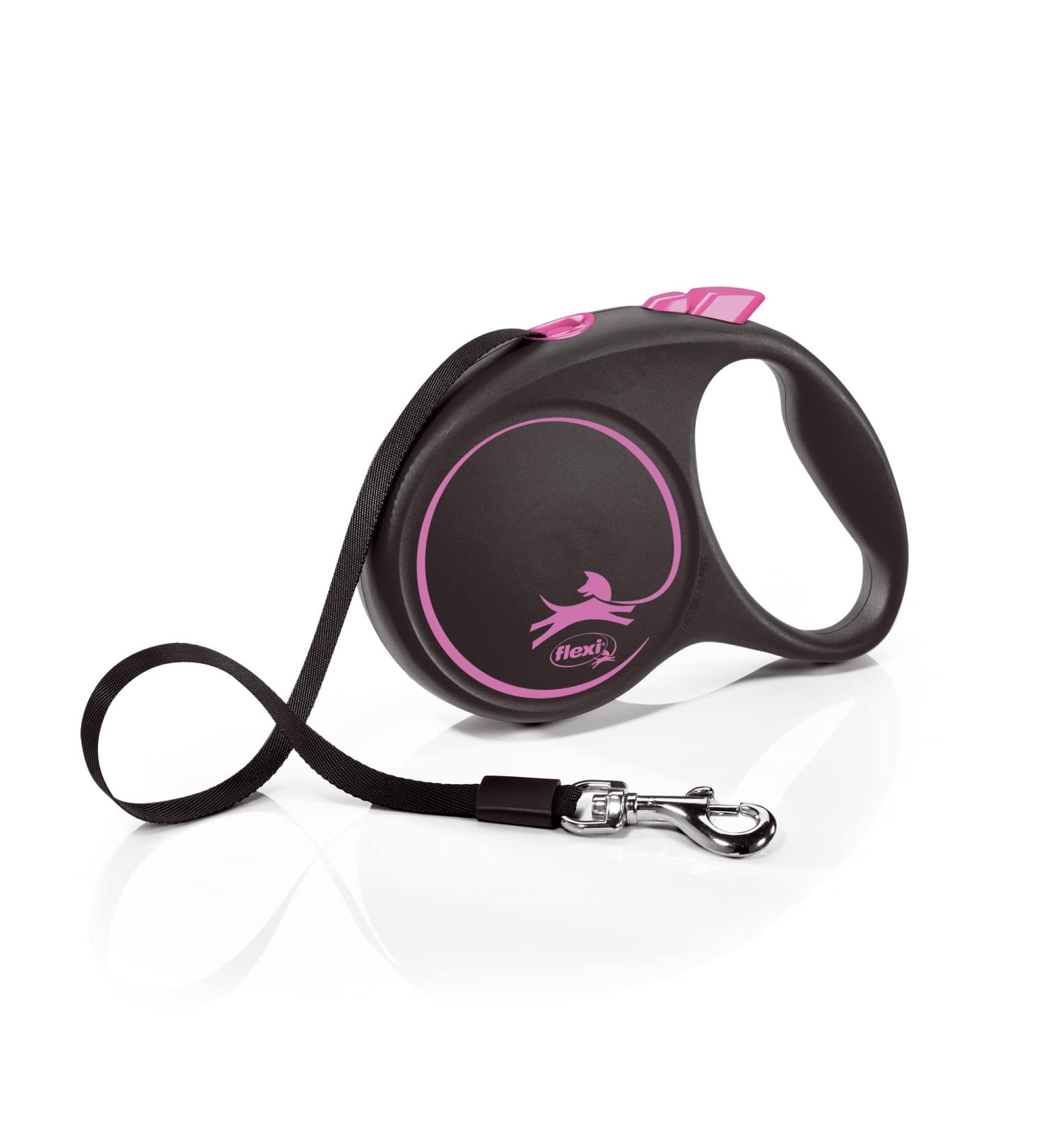 Flexi Retractable Leash - Black/Pink Design | Size L - Multi Size Options | Ideal for Small Dogs - International Shipping Available - Buy Online on SooperMarket.com