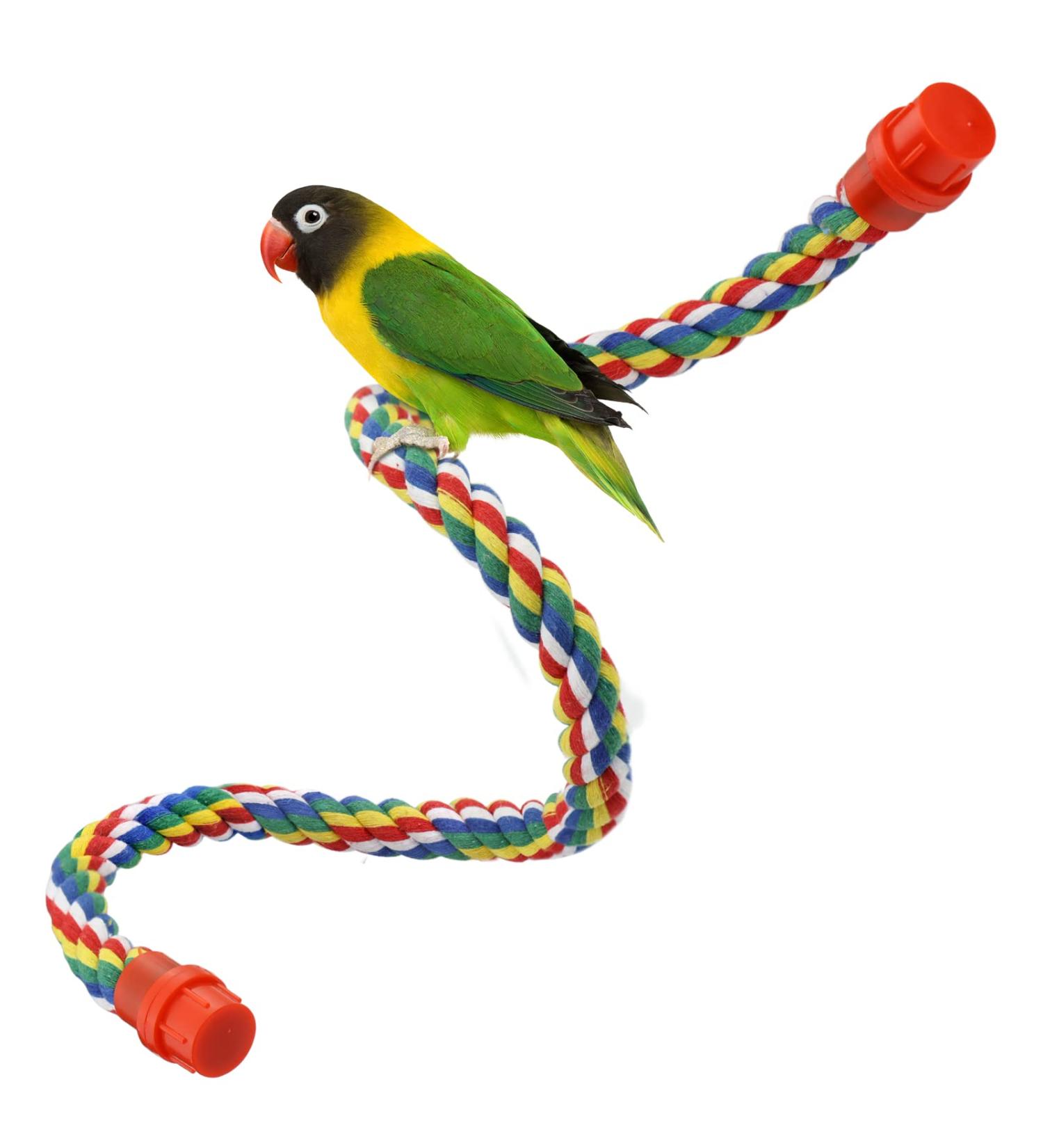 Bird Perch Cage Rope for Parrots Parakeets & Cockatiels | Comfortable & Colorful 80 cm Long with Plastic Nuts - Buy Online on SooperMarket.com