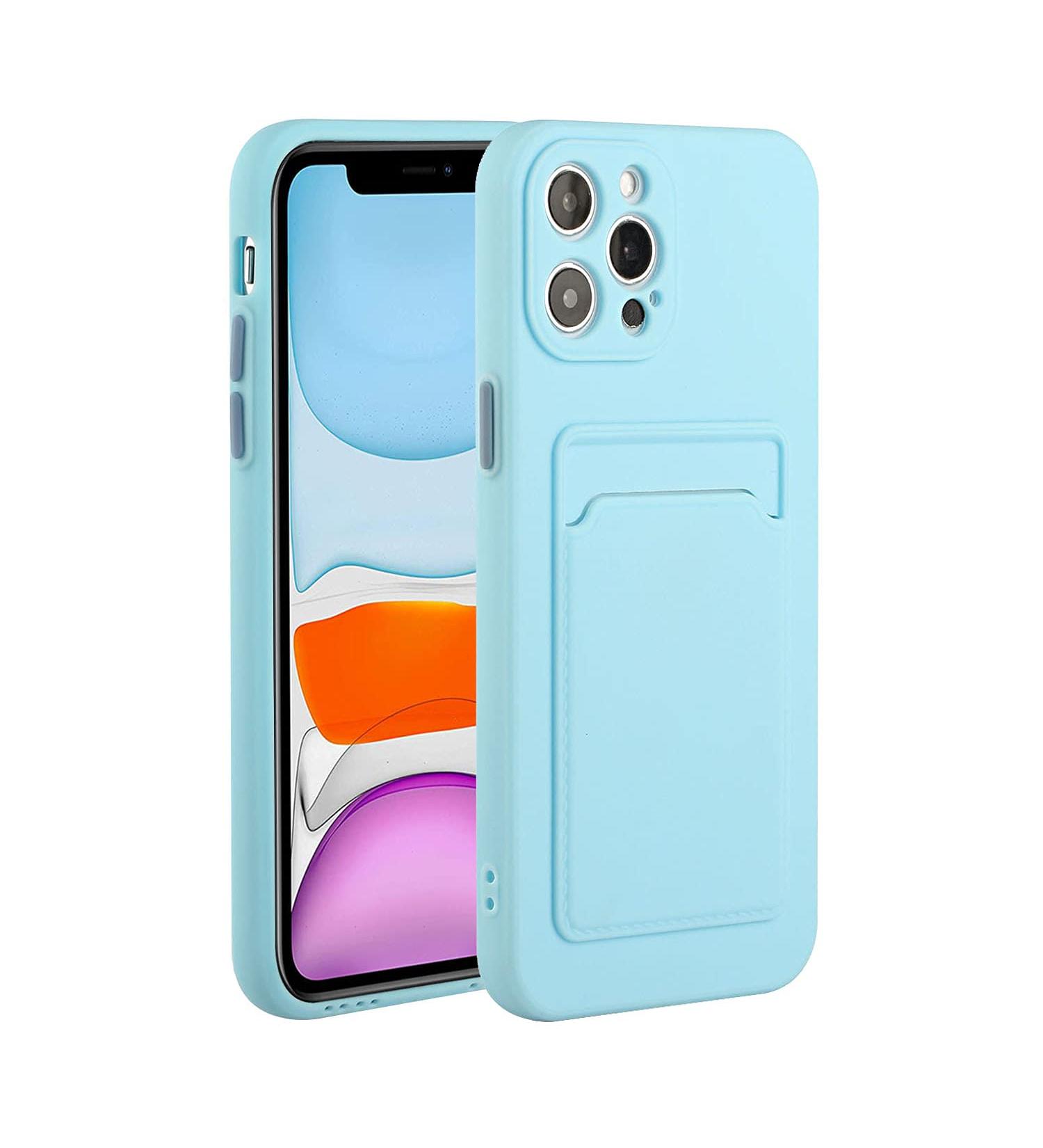 Tivenfezk Nadoli Silicone Case for iPhone 15 Pro Max | Ultra Thin Shockproof & Scratch-Resistant Wallet Cover with Credit Card Holder - Blue - Buy Online on SooperMarket.com