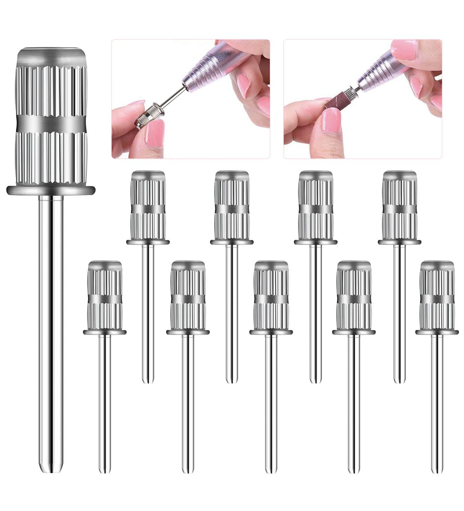 10-Piece Rolybag Nail Drill Bits Set for Electric File Sanders - 3/32 Inch Mandrels for Manicures, Pedicures, Home, Salon & Spa - Buy Online on SooperMarket.com