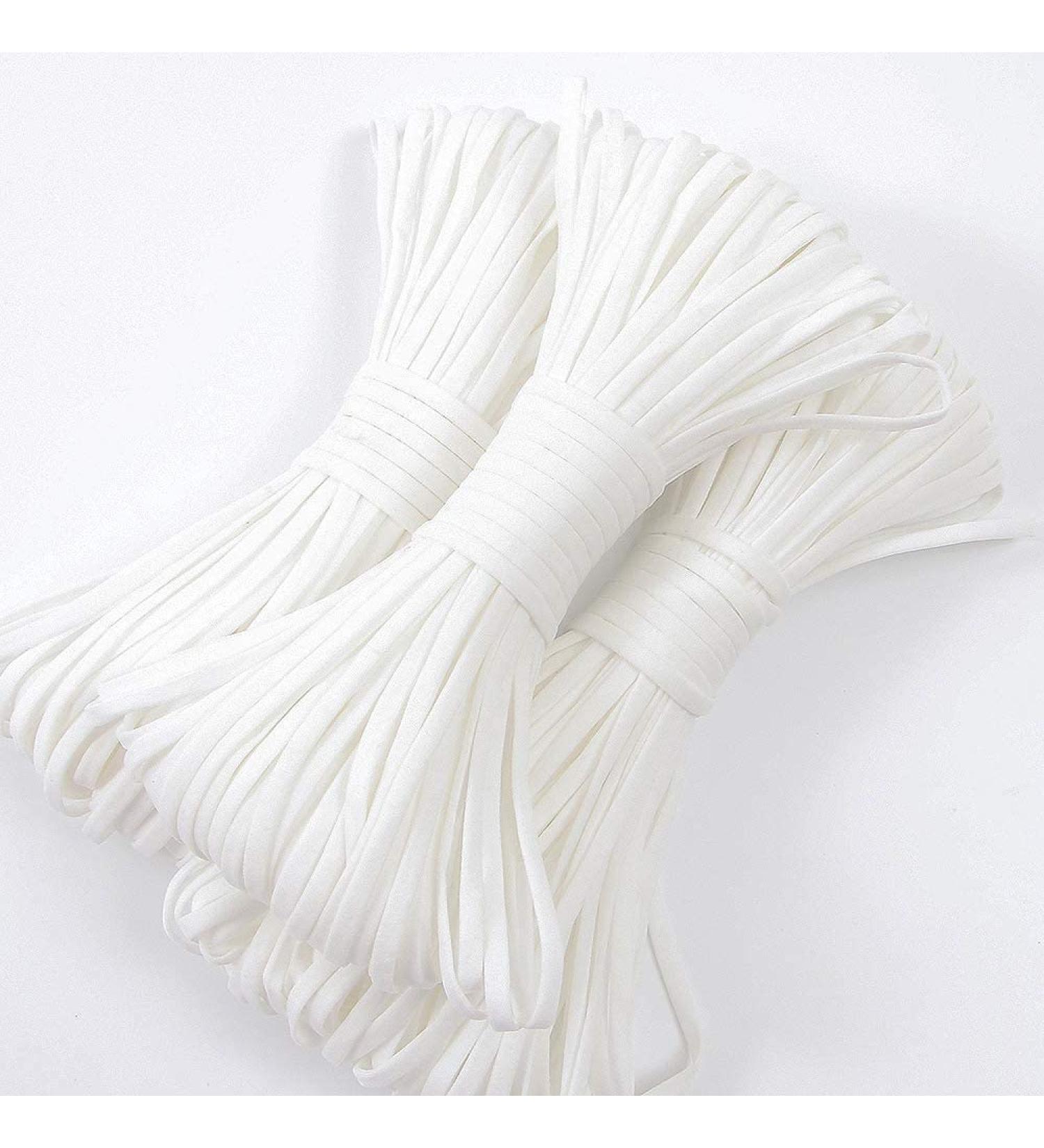 30 Yards 1/4 Inch White Elastic Band for Sewing Masks - Heavy Stretch Knit Braided Elastic - Buy Online on SooperMarket.com