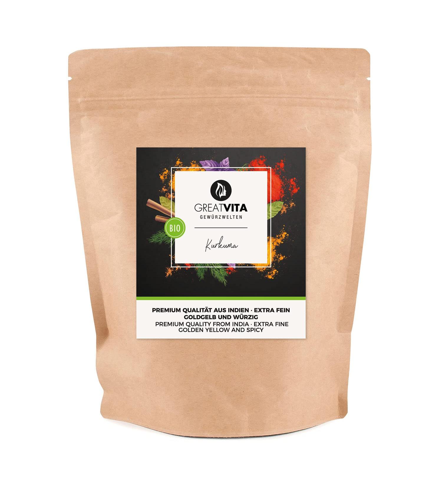 GreatVita Organic Turmeric Powder 250g - Pure Curcumin Root 100% Natural & Finely Ground - Buy Online on SooperMarket.com
