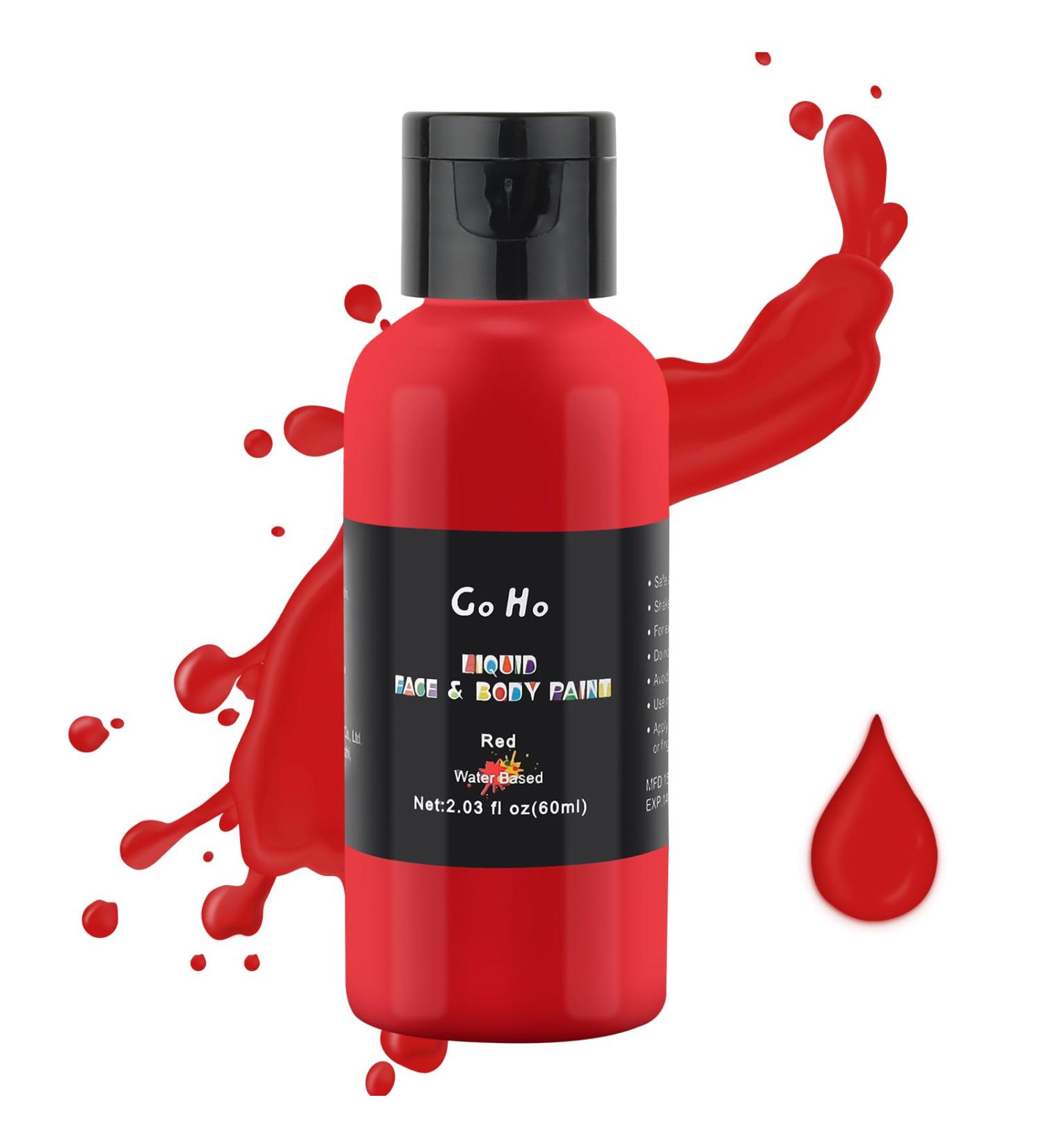 Go Ho Makeup Liquid Body Paint (2.1 oz) - Red Water Based Face & Body Paint for Special FX, Cosplay & Halloween - Buy Online on SooperMarket.com