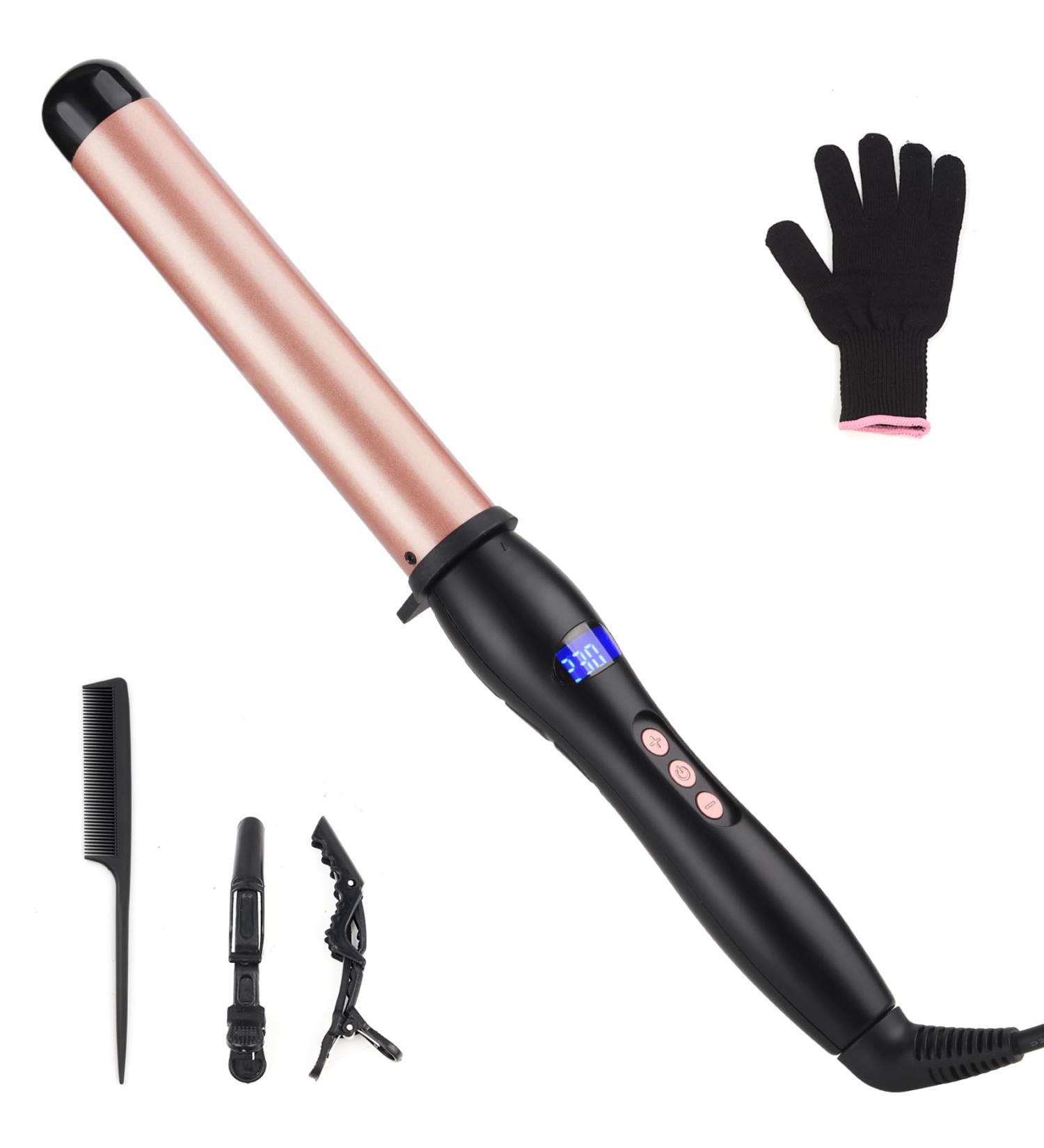 Buy Professional 32mm Hair Curling Wand | Ceramic Curling Iron for Big Curls | Adjustable Temperature & Dual Voltage | Safe & Easy to Use - Buy Online on SooperMarket.com