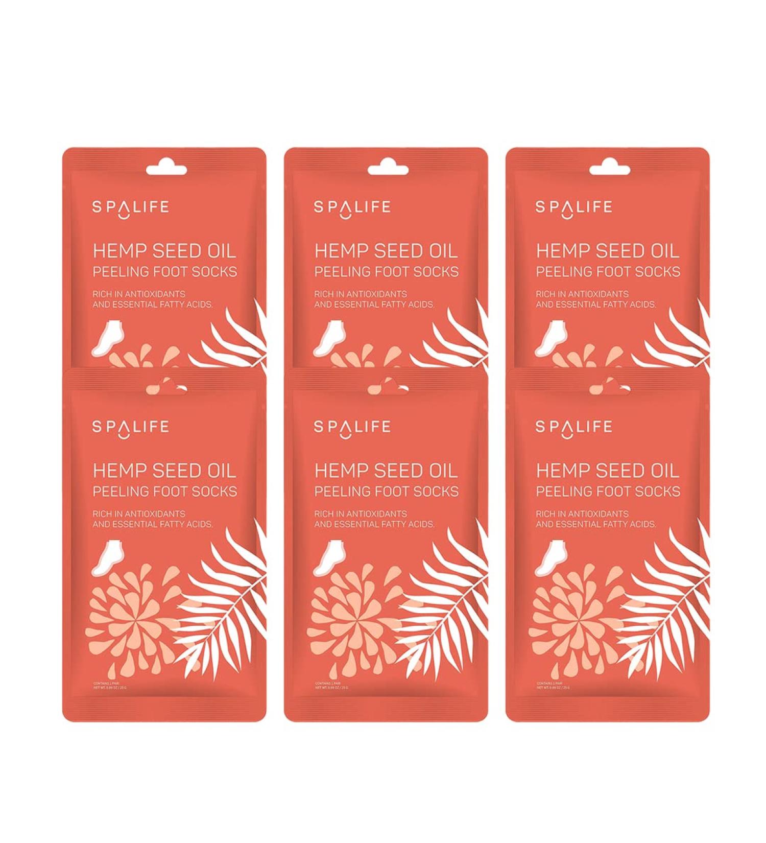 SpaLife Hemp Seed Oil Peeling Foot Socks - 6 Count | Exfoliating & Moisturizing Treatment - Buy Online on SooperMarket.com