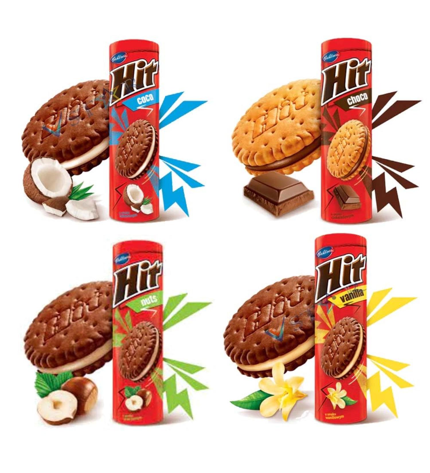 Hit Coconut Vanilla Strawberry Cocoa & Hazelnut Cream Filled Biscuit 220g | Pick your Favourite Flavour & Number of Pack - Buy Online on SooperMarket.com