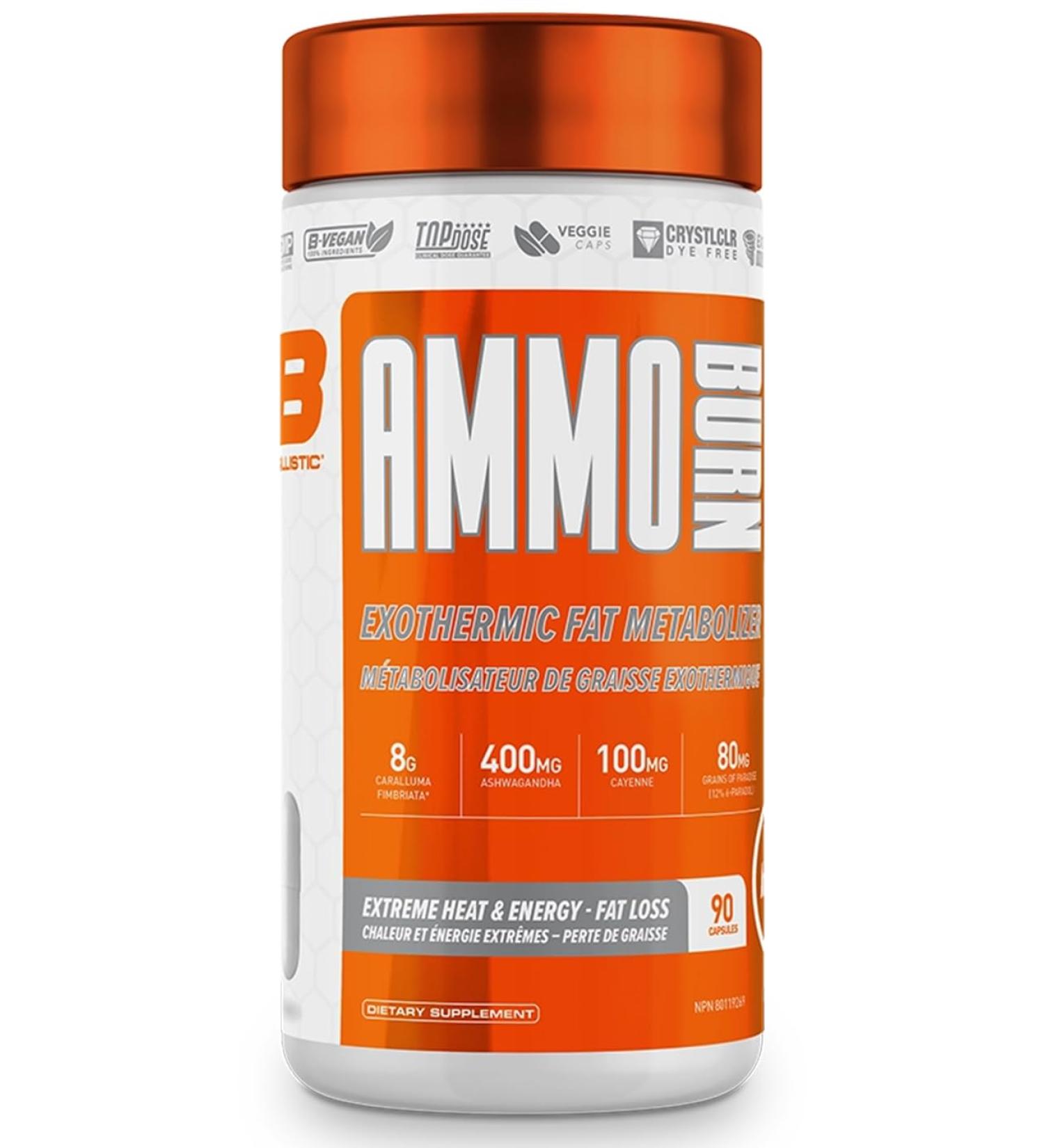 AMMO Burn Ballistic Supps Exothermic Thermogenic Fat Metabolizer Booster - 90 Capsules with 45-90 Servings - Buy Online on SooperMarket.com