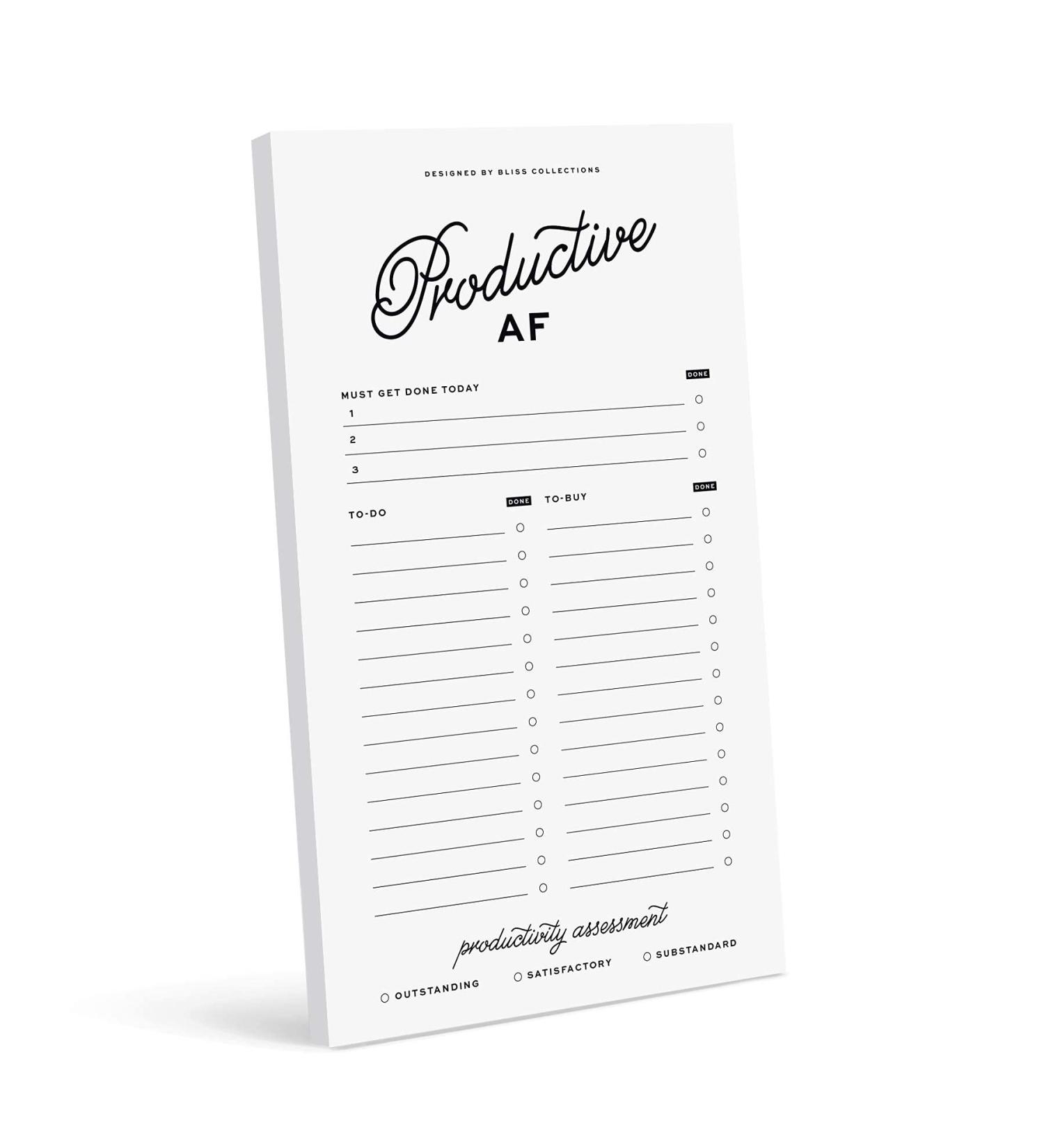 Bliss Collections To Do List Notepad - Productive AF Magnetic Weekly & Daily Planner for Organizing Grocery Lists Appointments & Reminders | 4.5x7.5 (50 Sheets) - International Shipping Available - Buy Online on SooperMarket.com