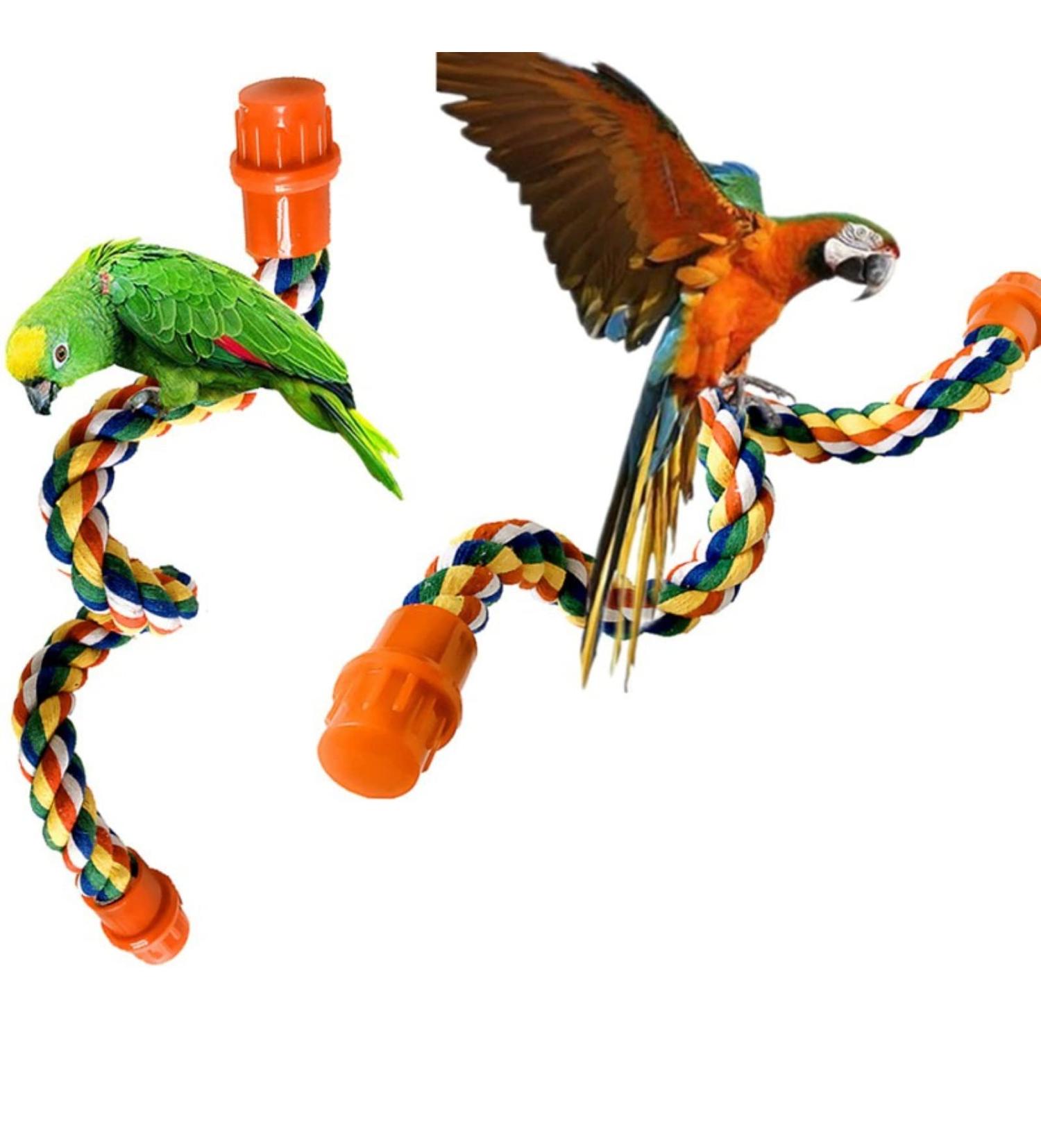 Yunmoxiao Pet Bird Parrot Colorful Cotton Standing Rope Perch Bird Climbing Parrot Stand Toys Bird Perch- Cage Rope for Parrot/Parakeet/Cockatiel Bungee Toys 40CM (16 Inch) - Buy Online on SooperMarket.com