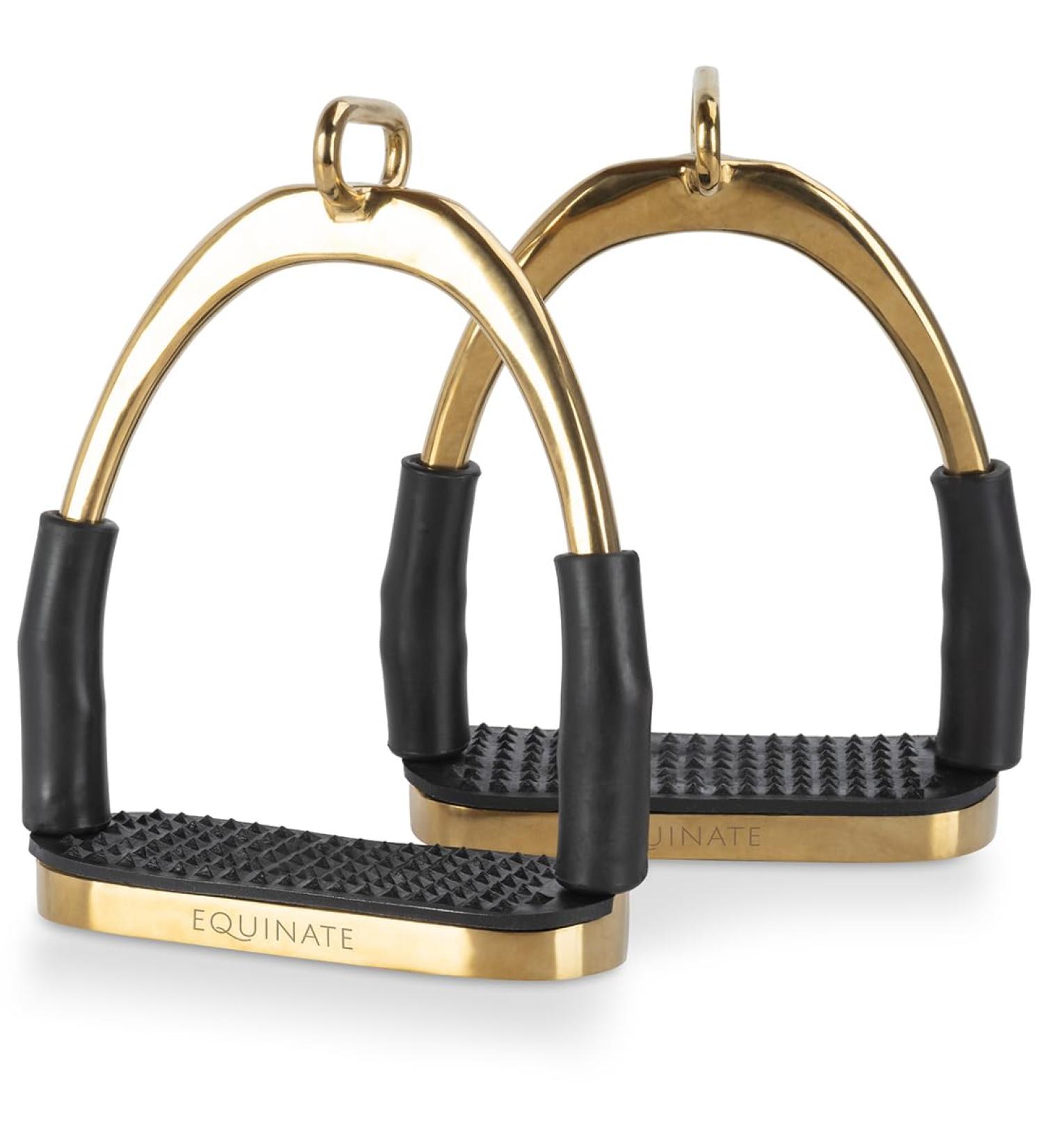 Equinate Safety Bar Charles 12cm Gold | Anti-Slip Rubber Tread Stirrup for Adults & Children | Ankle Relief - 2 Pieces - Buy Online on SooperMarket.com