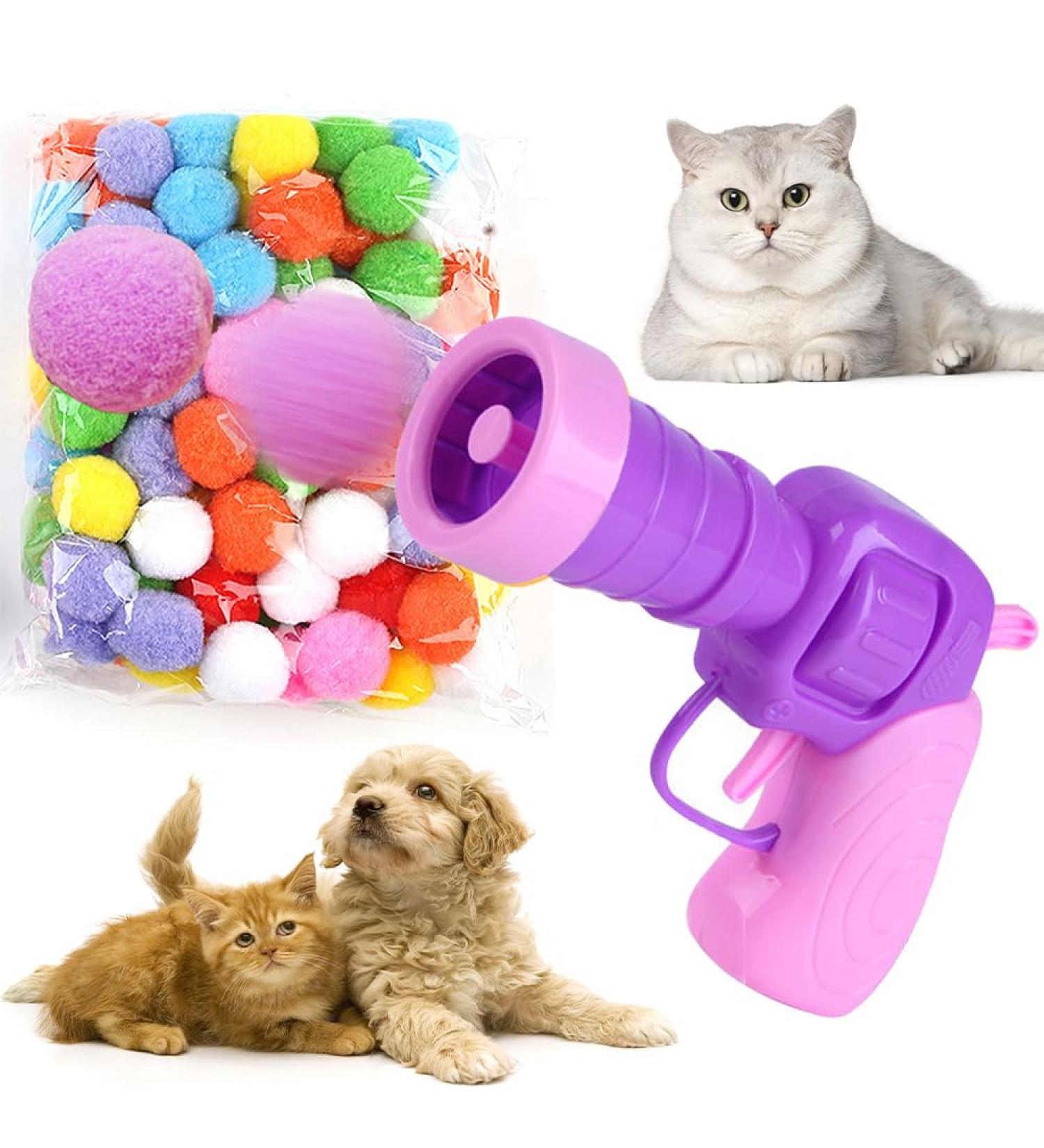 XPJBKC Plush Ball Shooting Gun for Cats Cat Ball Toy Launcher Interactive Cat Toys Balls Cat Toy Launch Gun with 100 Pcs Balls for Indoor Pet Playing Exercise Chasing Training Hunting Purple - Buy Online on SooperMarket.com
