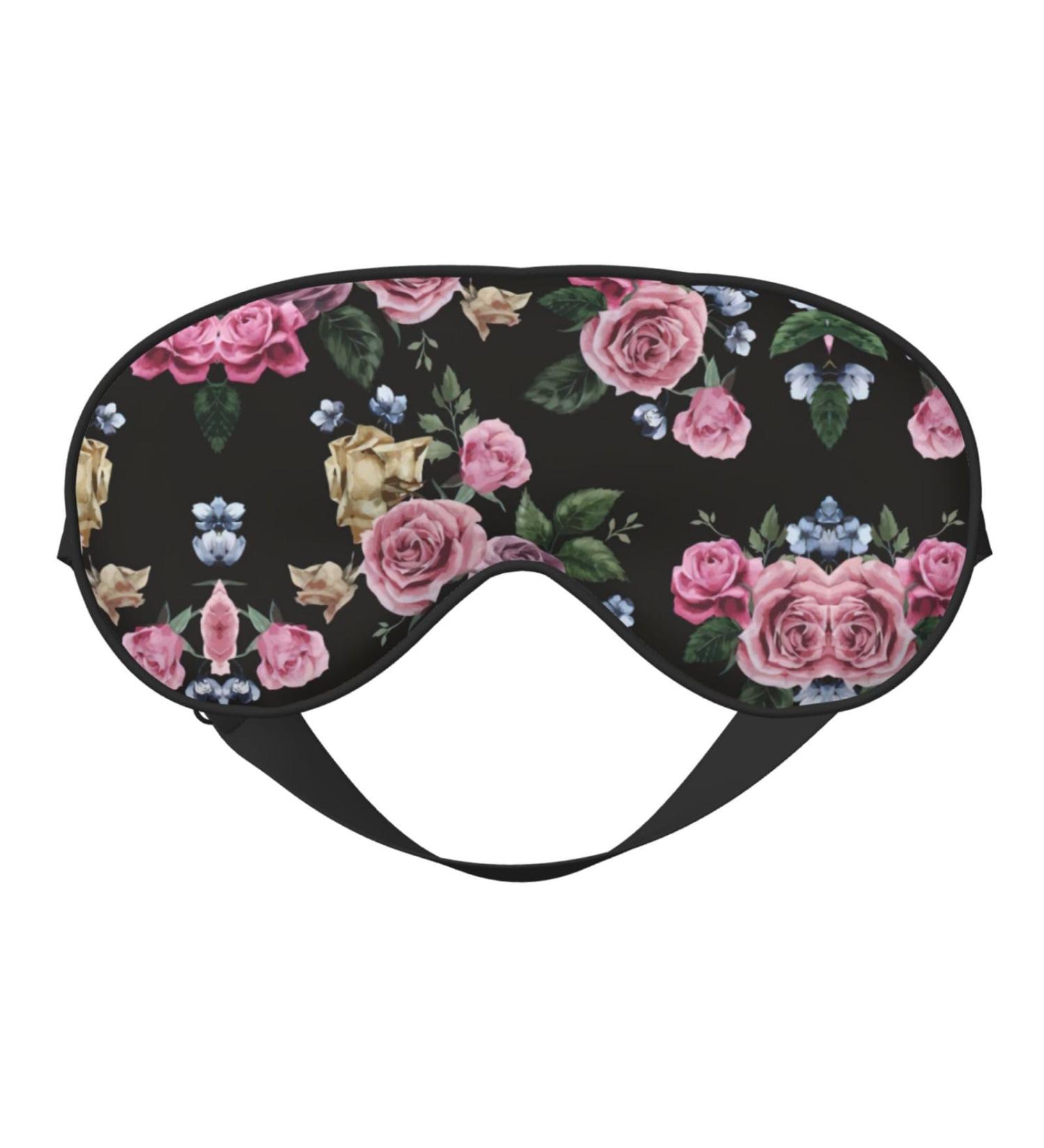 Shop Black Background Rose Soft Sleep Eye Mask | Breathable Eye Patch for Women | Ideal for Travel & Relaxation - Buy Online on SooperMarket.com