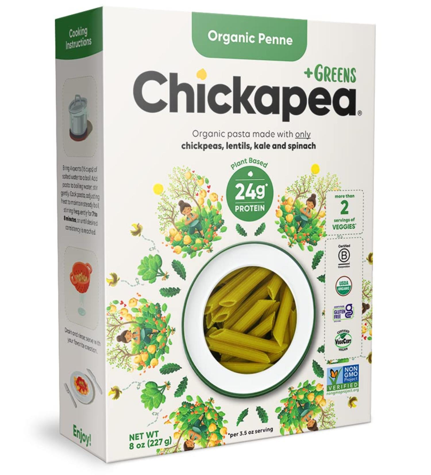 Chickapea Lentil Kale and Spinach Pasta - High Protein Organic Penne - Gluten Free, Non-GMO, Vegan Pasta - 8 oz (Pack of 6) - Buy Online on SooperMarket.com