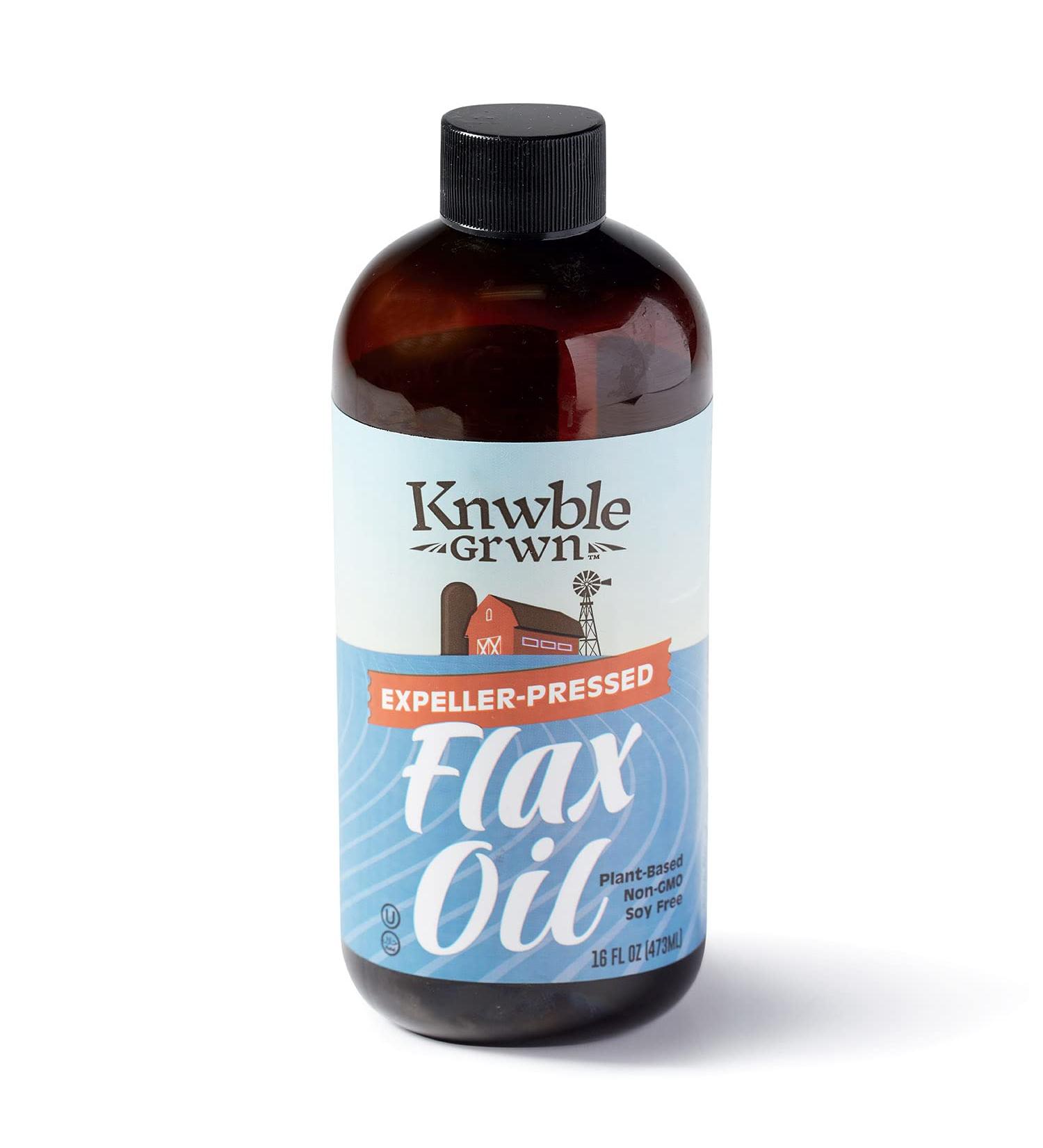 KNWBLE GRWN Pure Flaxseed Oil - Fresh & Expeller Pressed - 16 fl oz | Plant-Based, Gluten-Free Cooking Oil - Buy Online on SooperMarket.com