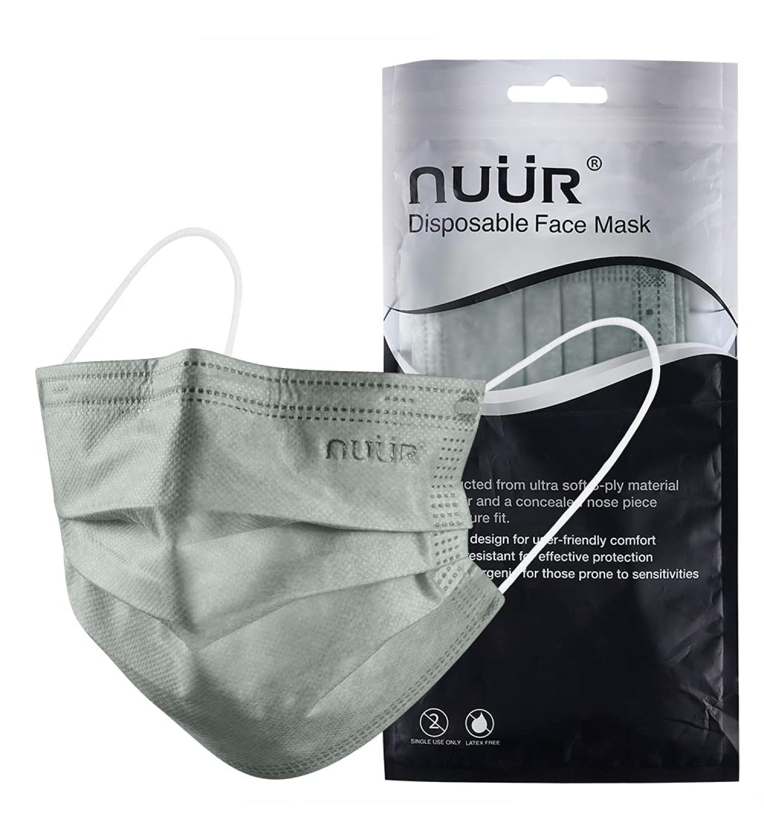 NU R 10pcs 3 Ply Disposable Face Mask Mask with Filter Layer and Elastic Earloop Retail Sealed bags Grey - Buy Online on SooperMarket.com